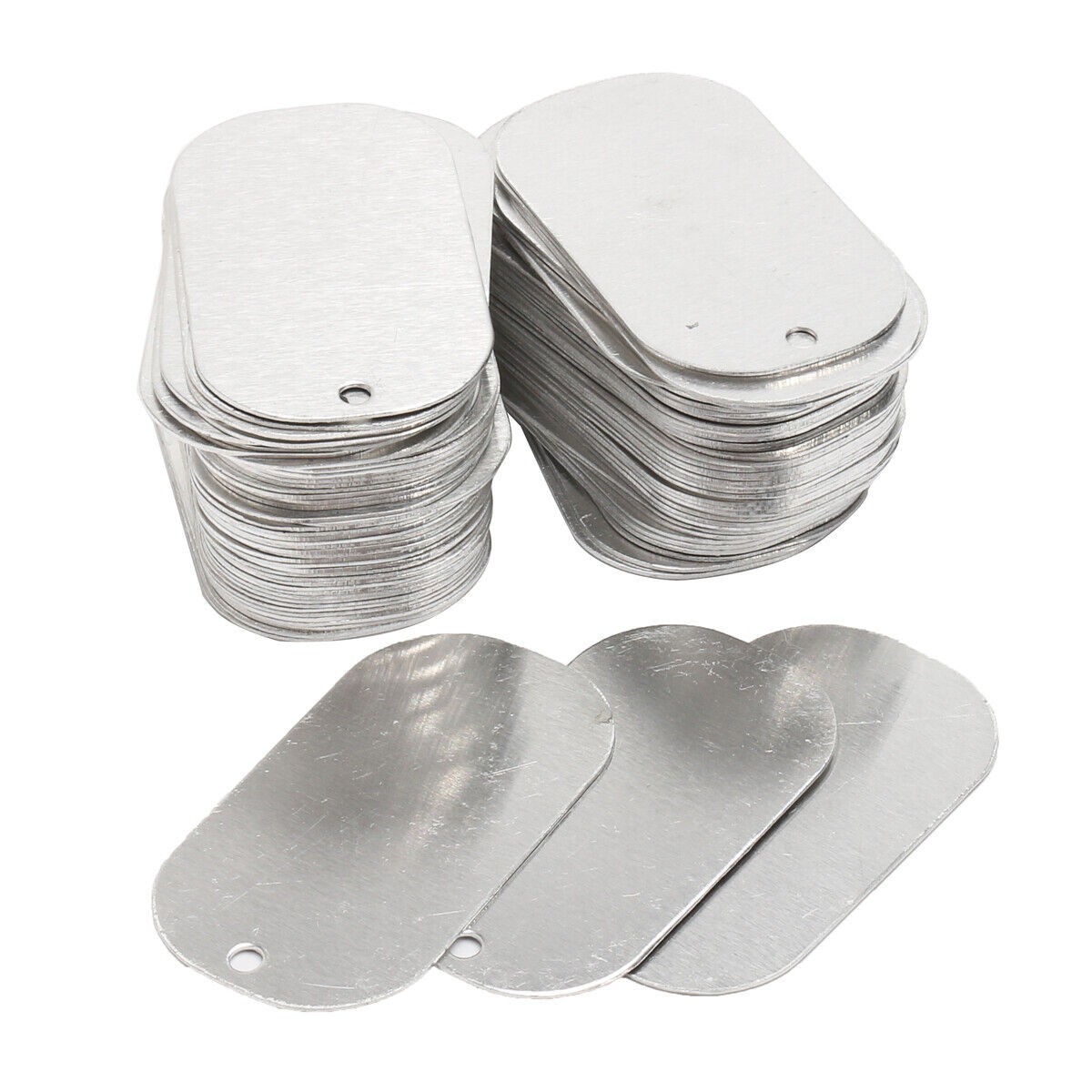 10 Blank Glossy Silver Aluminum Dog/Cat Tags (1-1/8″ x 2″)-NEW-FAST SHIPPING-USA
