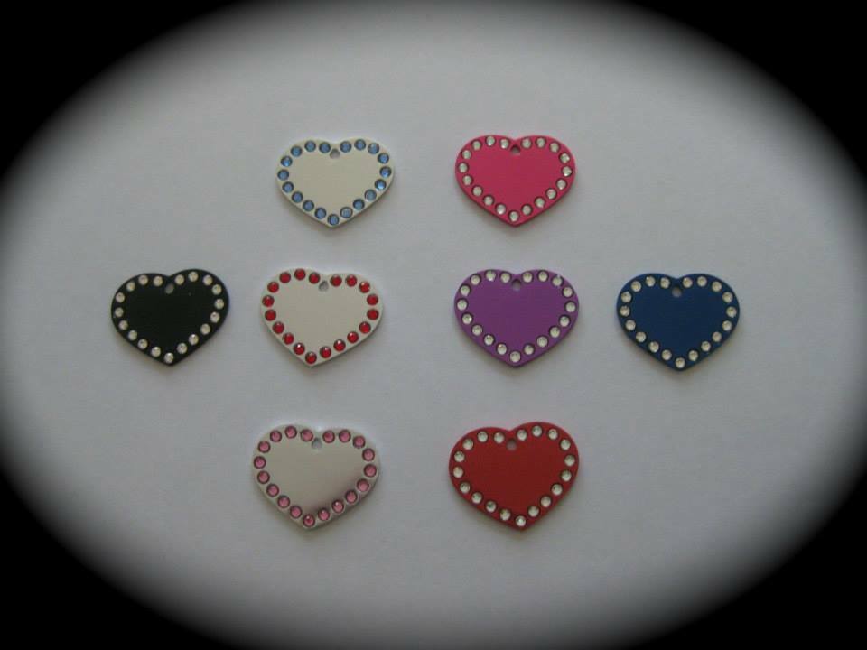 LARGE Crystal Heart Shaped Custom Pet ID Name Tag Cat Dog FREE ENGRAVE/POST
