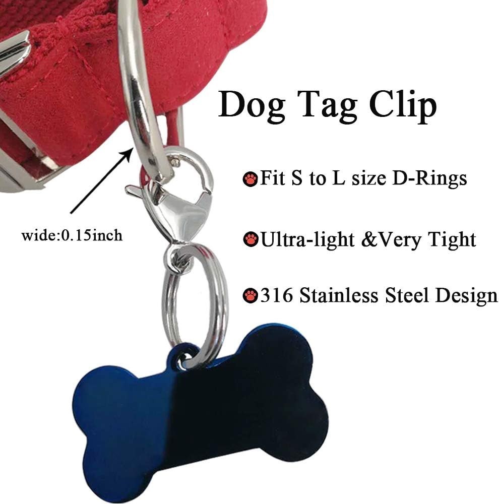 IVIA Dog Tag Clips / 316 Stainless Steel Lobster Buckle with Rings for Cat& D…