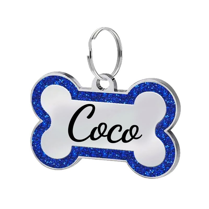 Custom Bone Large Dog Tag Placa ID Perro Grande Deep Engraved Stainless USA