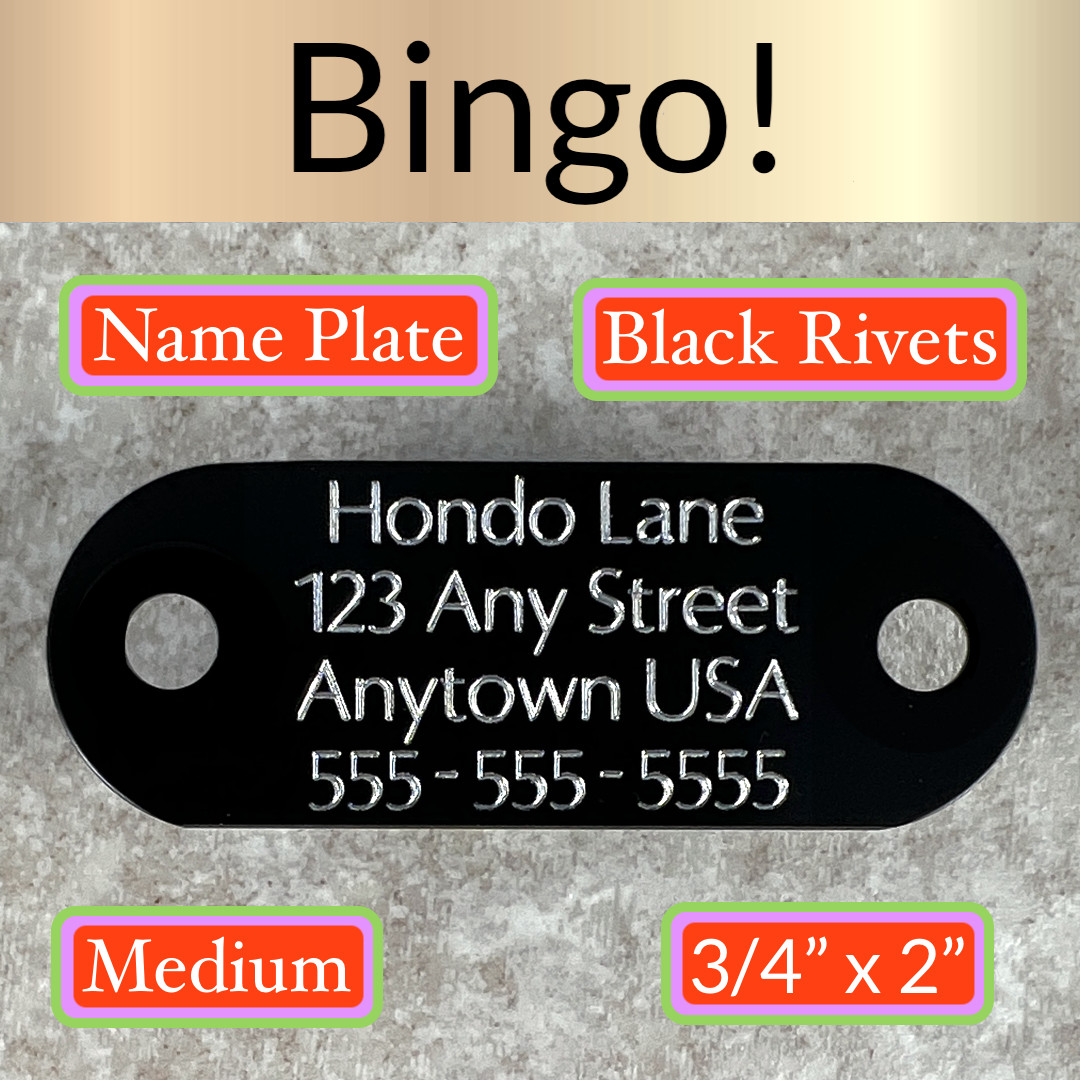 Custom Engraved Dog Tags Personalized Dog Collar ID Tags NAME PLATE BLACK MEDIUM
