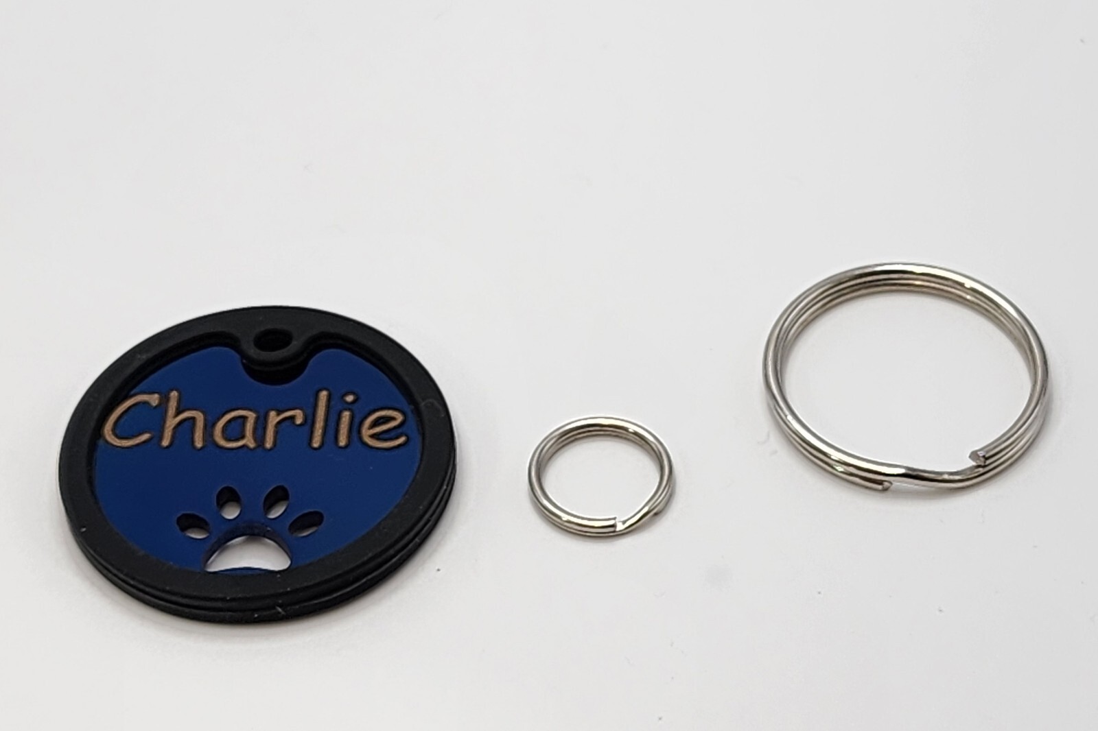 Custom Deep Engraved Stainless Steel Pet ID Tag – Double-Sided Round Paw Cutout