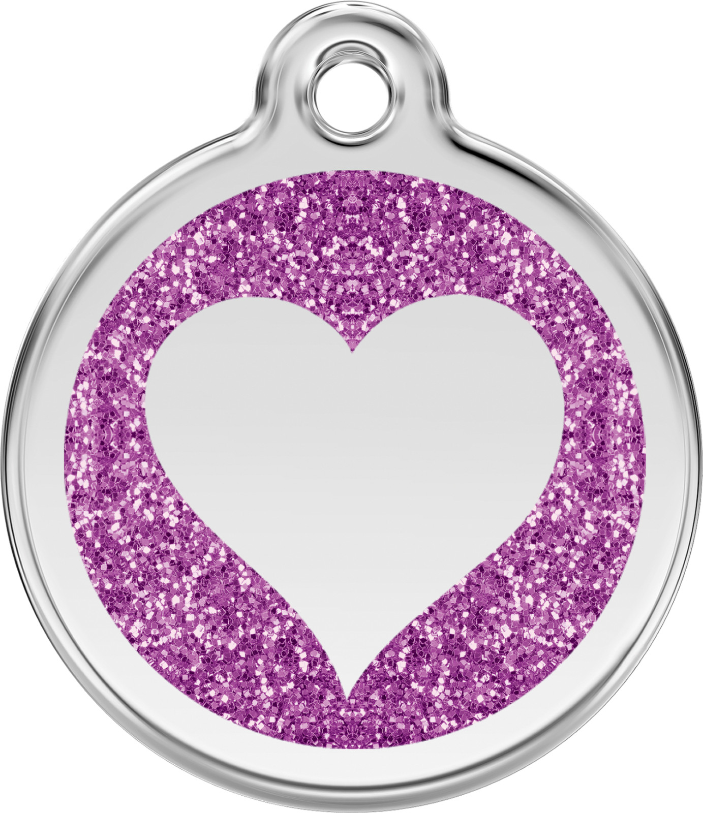 Red Dingo Heart Glitter ID Charm Dog Tag Red Blue Purple Pink Gold Silver Aqua