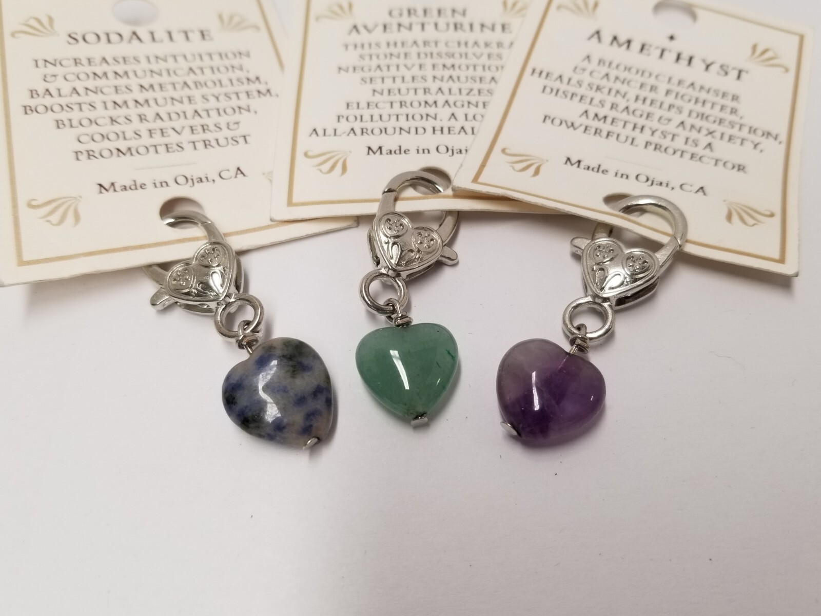 Protection, Healing, & Immune System Crystal Heart Pet Collar Charms (3 Pack)