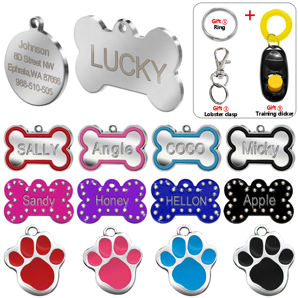 Engraved Pet Dog Tags Custom Cat ID Name Tags for Pets Personalized FREE S M L