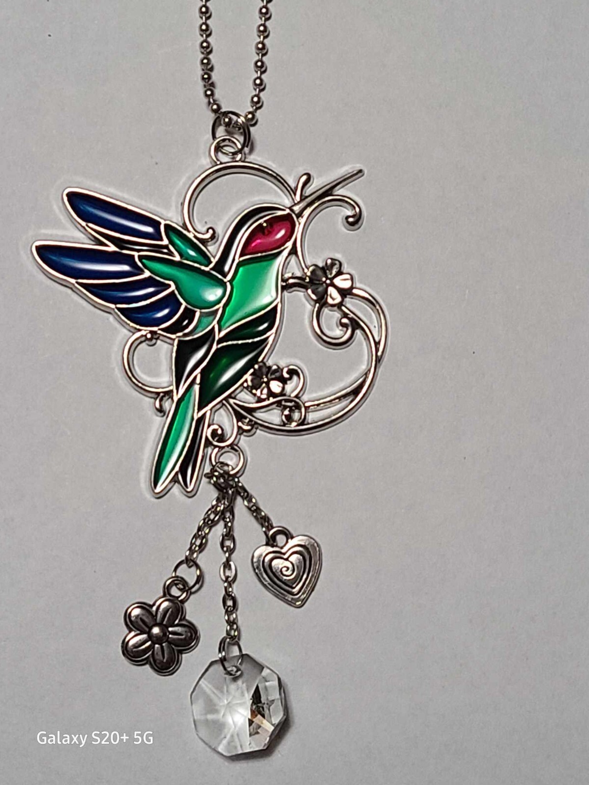 Car Charm -Hummingbird Stain glass look