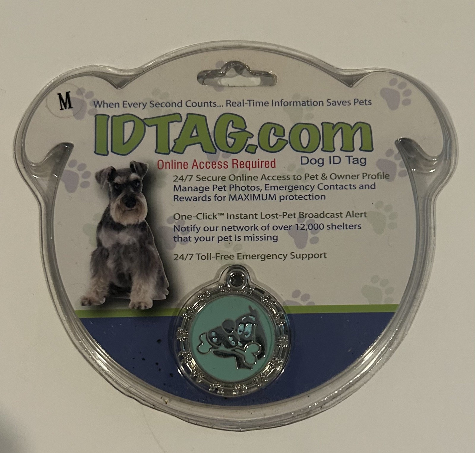 Dog ID TAG by Idtag.com, Medium – Dog Head w/Bone – Online Access Required