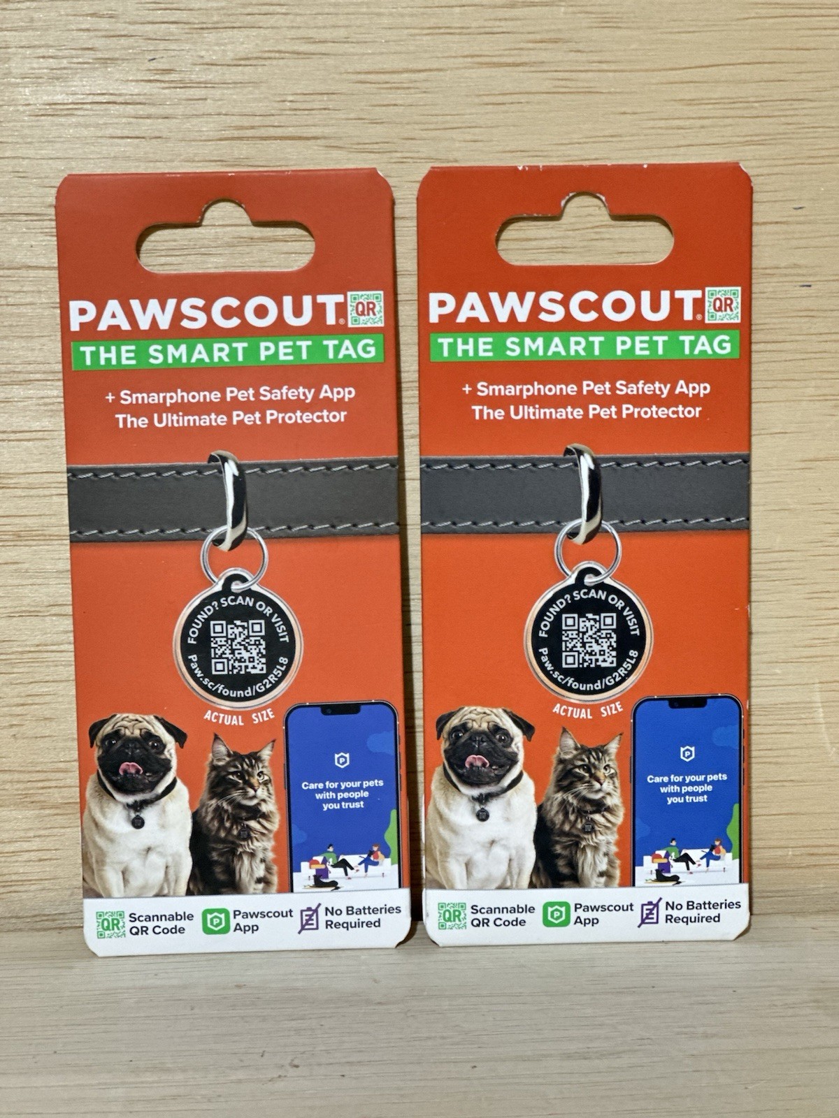 Lot 2-Pawscout QR The Smart Pet Tag Finder for Dogs/Cats Connects To Your Phone