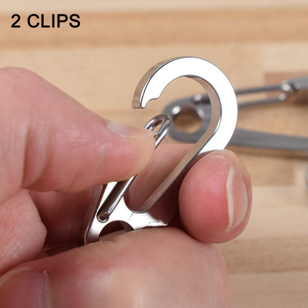 2 Pack Stainless Steel Dog Tag Clips w/ Rings Pet ID Tag Holder for Dog Collars