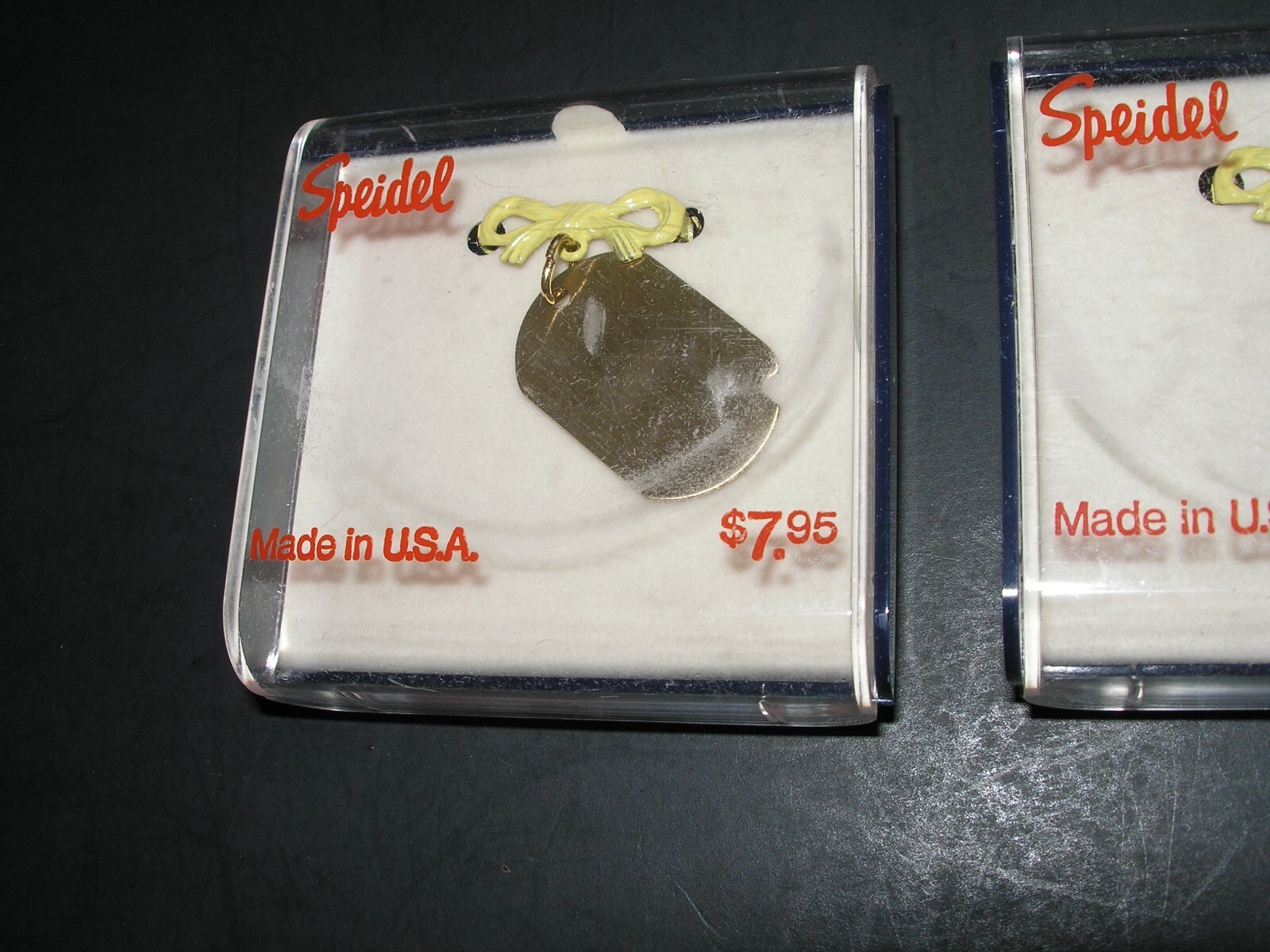 LOT of 2 Vintage New Old Stock Speidel Dog Name Tag Pendant Bowtie Necklace 9603