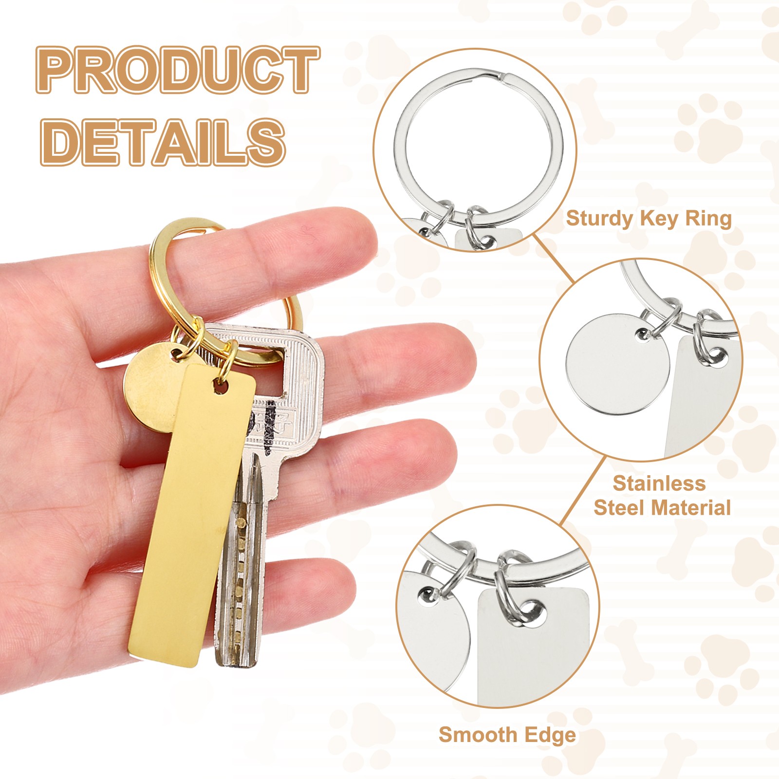 30Pcs Metal Engraving Keychain Blanks, Silver Tone(Rectangular)