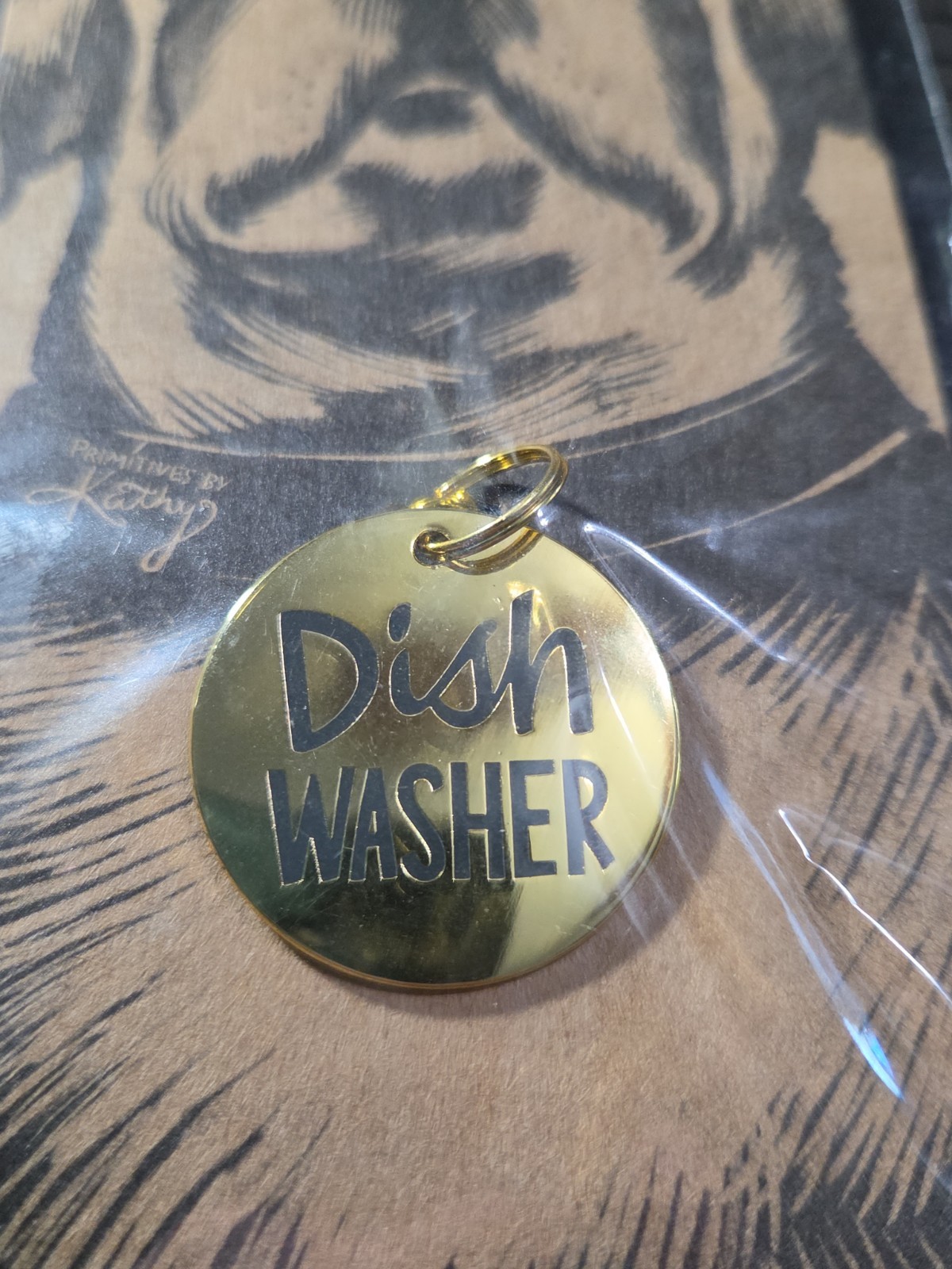 “Dish Washer” Enamel Pet Collar Charm by Primitives by Kathy