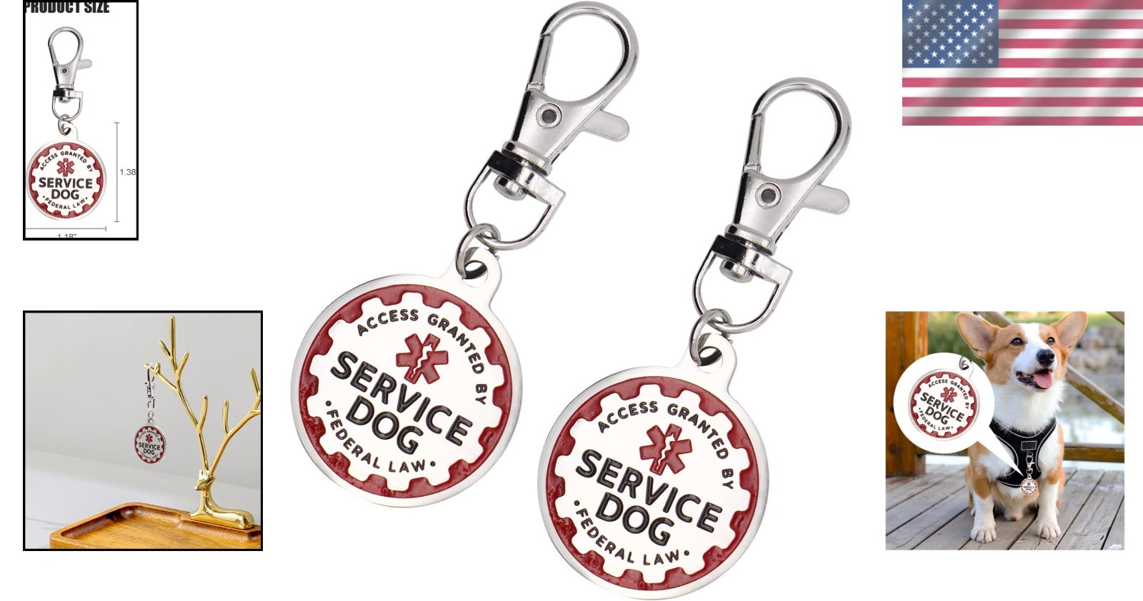 Puppy Service Dog Tag, Double-Sided Emotional Support Animal ESA Red Medical …
