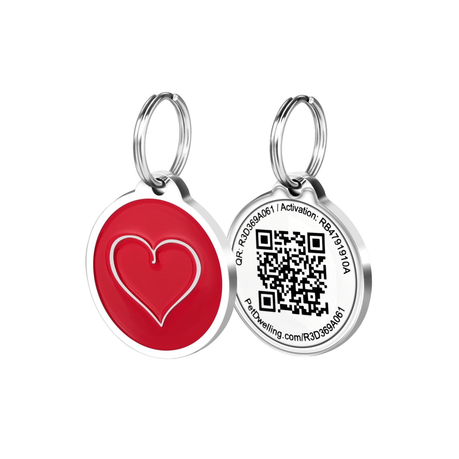 Red Heart QR Pet Tag Easy Scan Alerts Free Profile Durable Waterproof 2 Year …