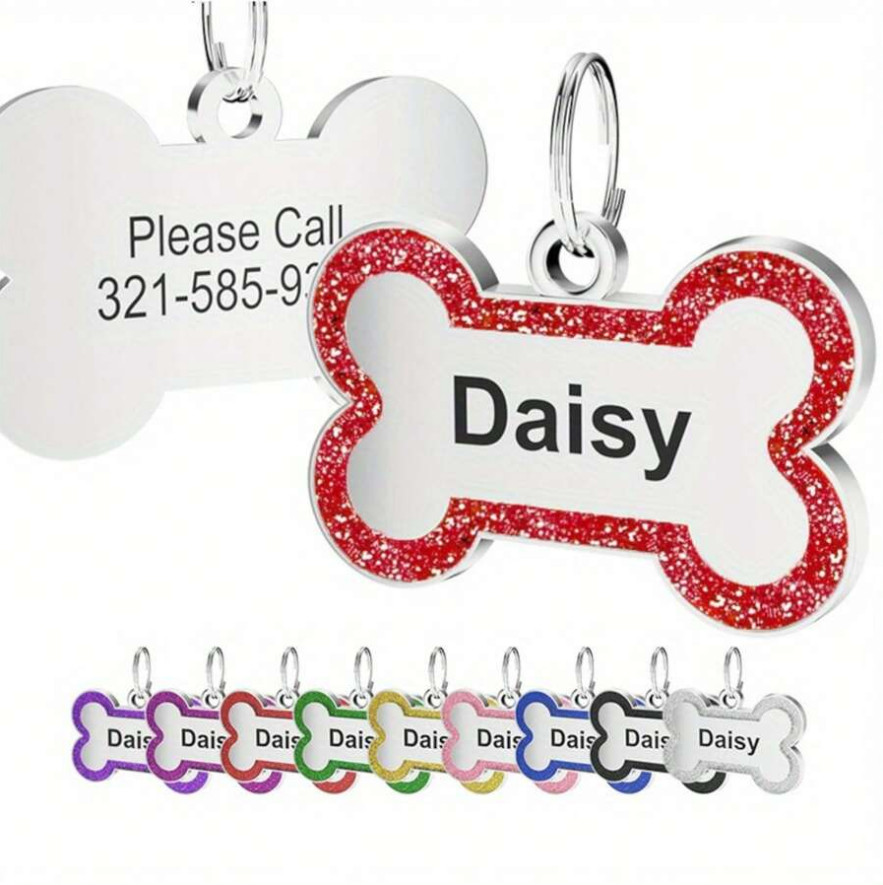 Bone Shape Custom Dog Tags Engraved Pendant Puppy Pet ID Tags Personalized Name