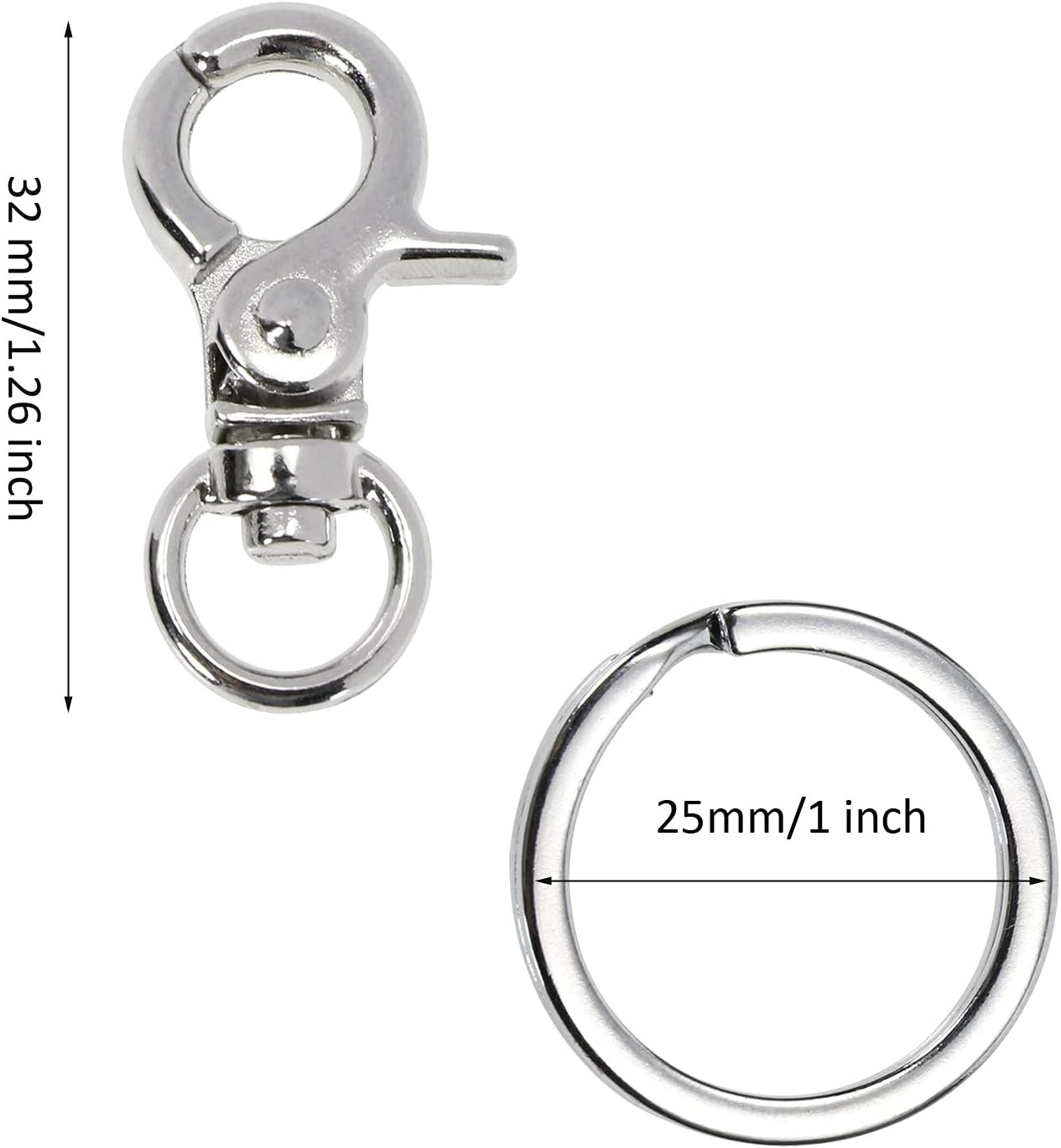 Dog Tag Clips 4Pcs Pet ID Name Tag Buckle Clips with 10Pcs Key Rings for Dog Ca