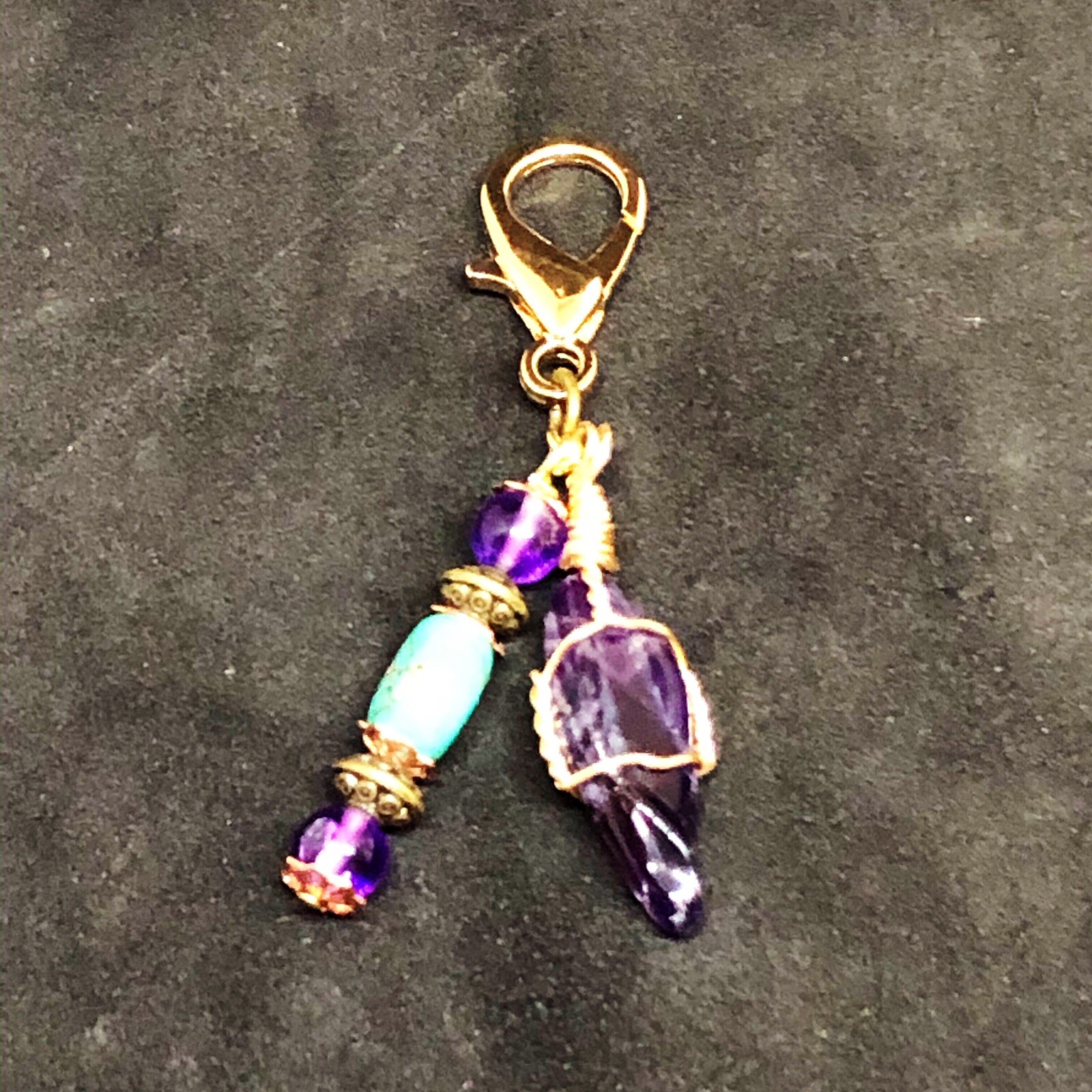 Amethyst & Turquoise Healing Pet Charm, Crystal Pet Charm, Protection Pet Charm,