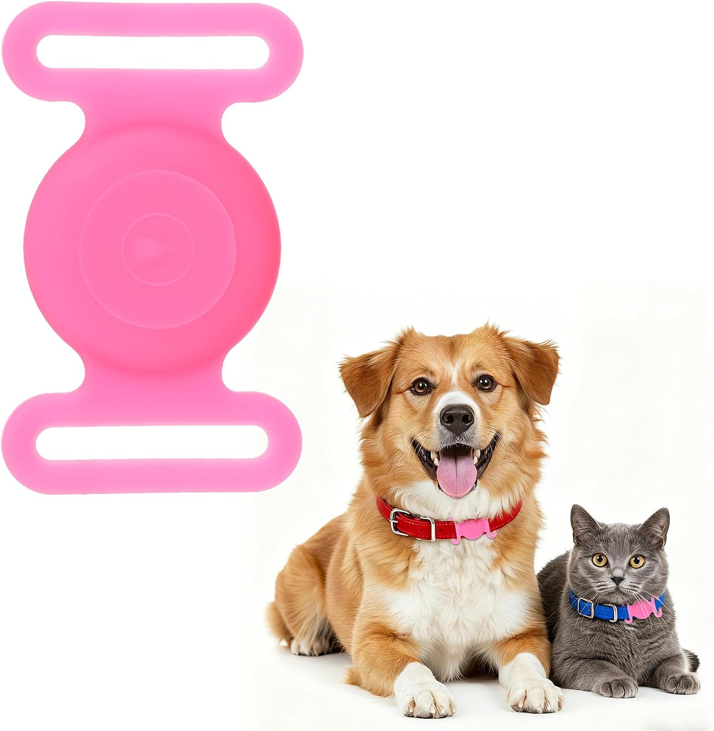 Dog Collar Tag, Dog Tracker Holder Silicone Tag Protective Case Waterproof Cat C