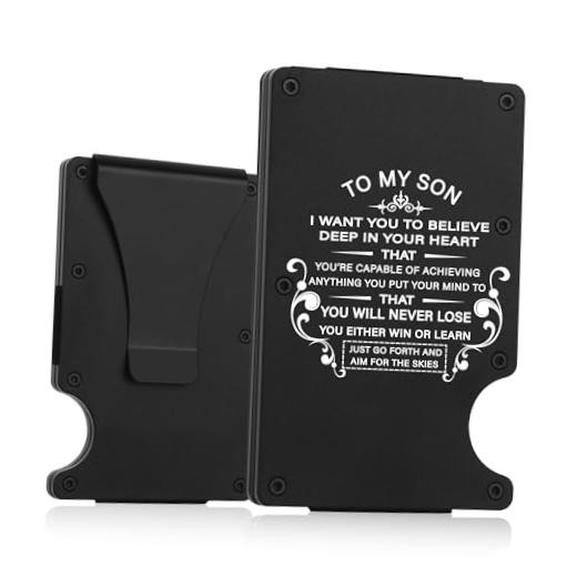 To My Son Gifts,Minimalist Personalized Engraved Metal Wallet,Slim I Want You