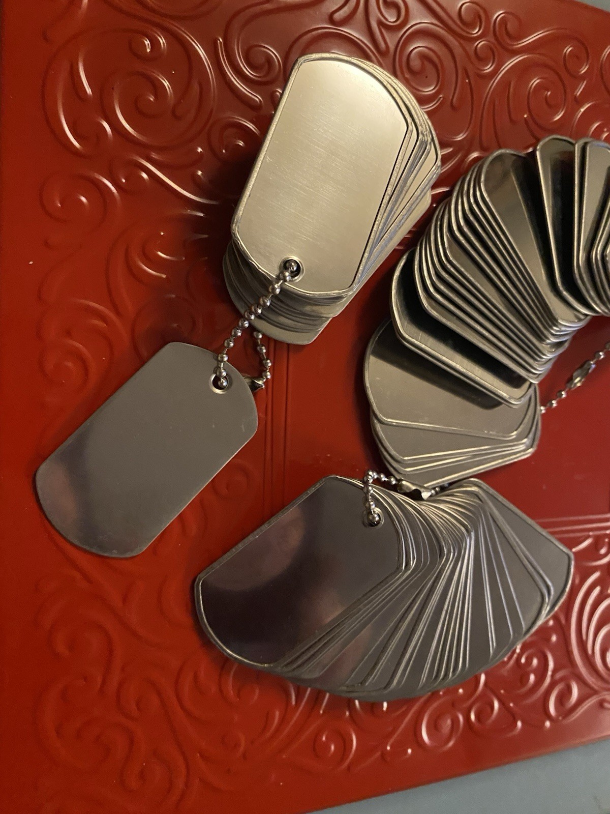50 Shiny Stainless Steel Military Type Dog Tags – BLANK