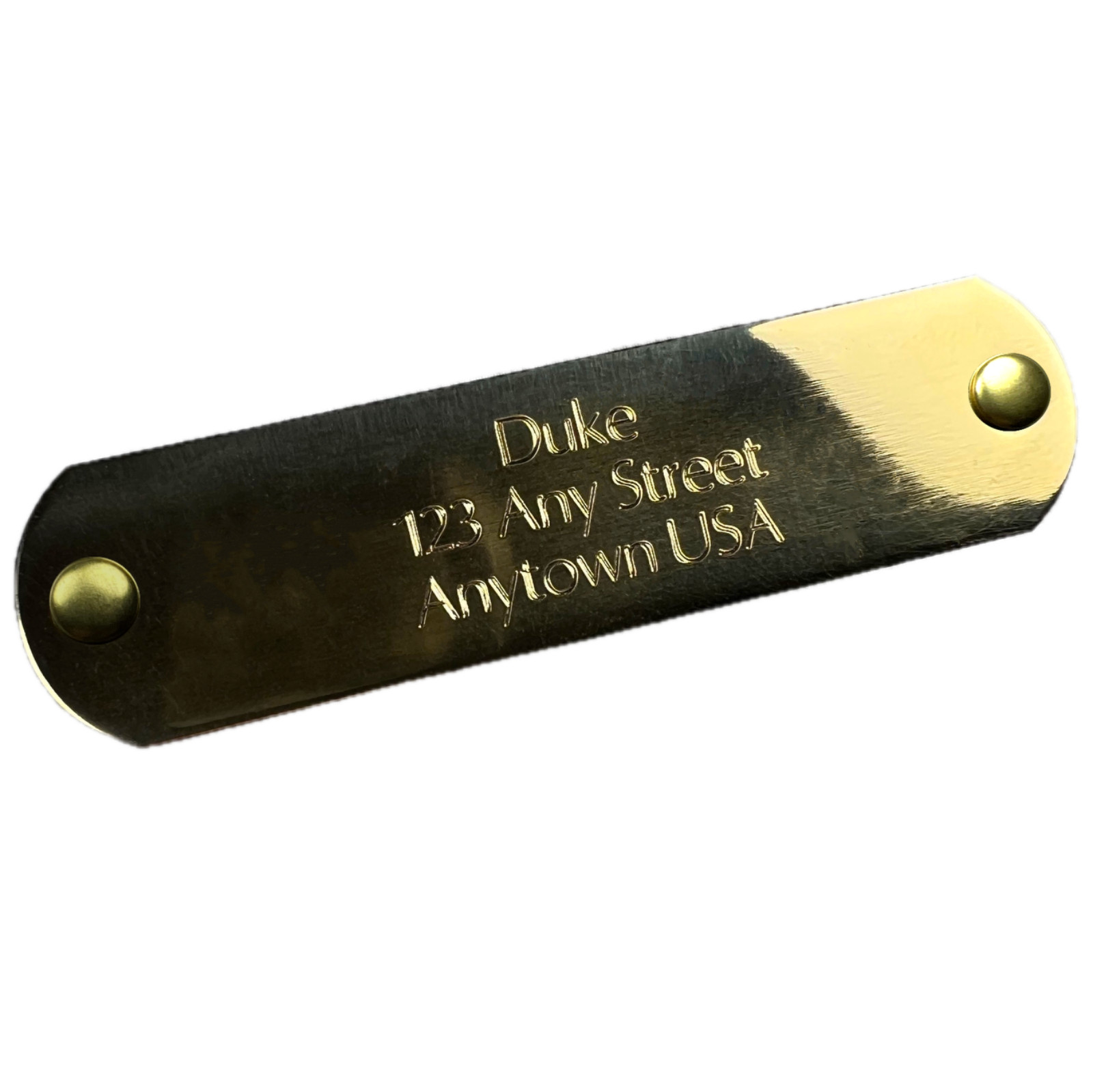 Custom Engraved NAME PLATE Engraved Dog Tags Personalized Collar NATURAL BRASS