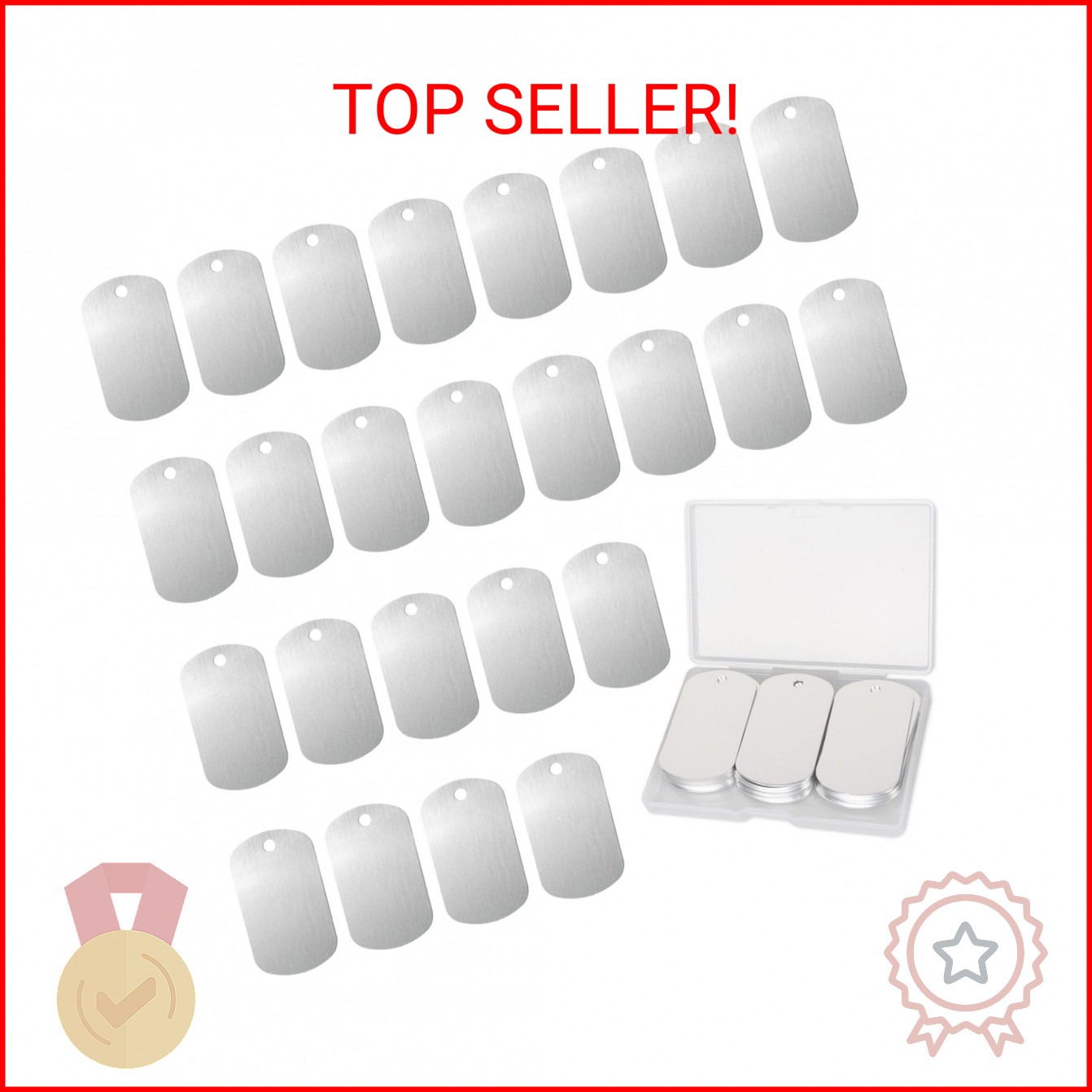 Fesorsi 25 Pcs Aluminum Tags for Engraving,Rectangle Stamping Blanks Tags,Sliver