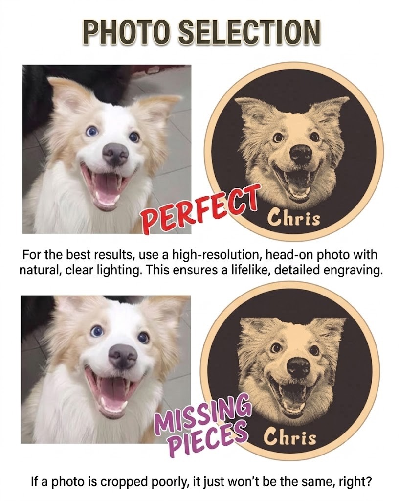 Custom Pet Photo ID Tag | 4 Border Styles & 4 Sizes | Solid Brass Coin