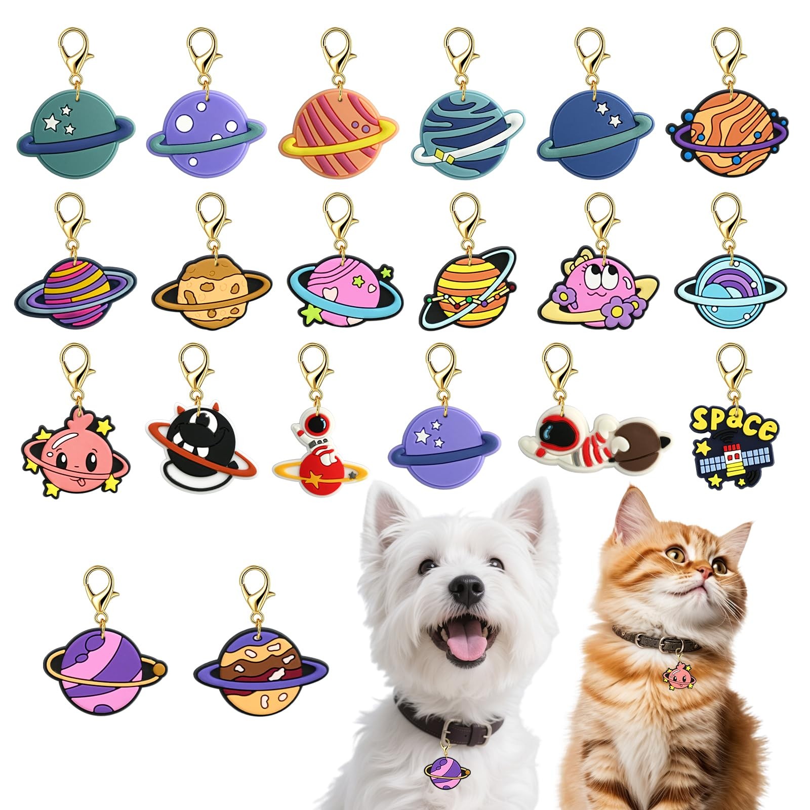 ZORFAN dog cat collar charms space 20pc