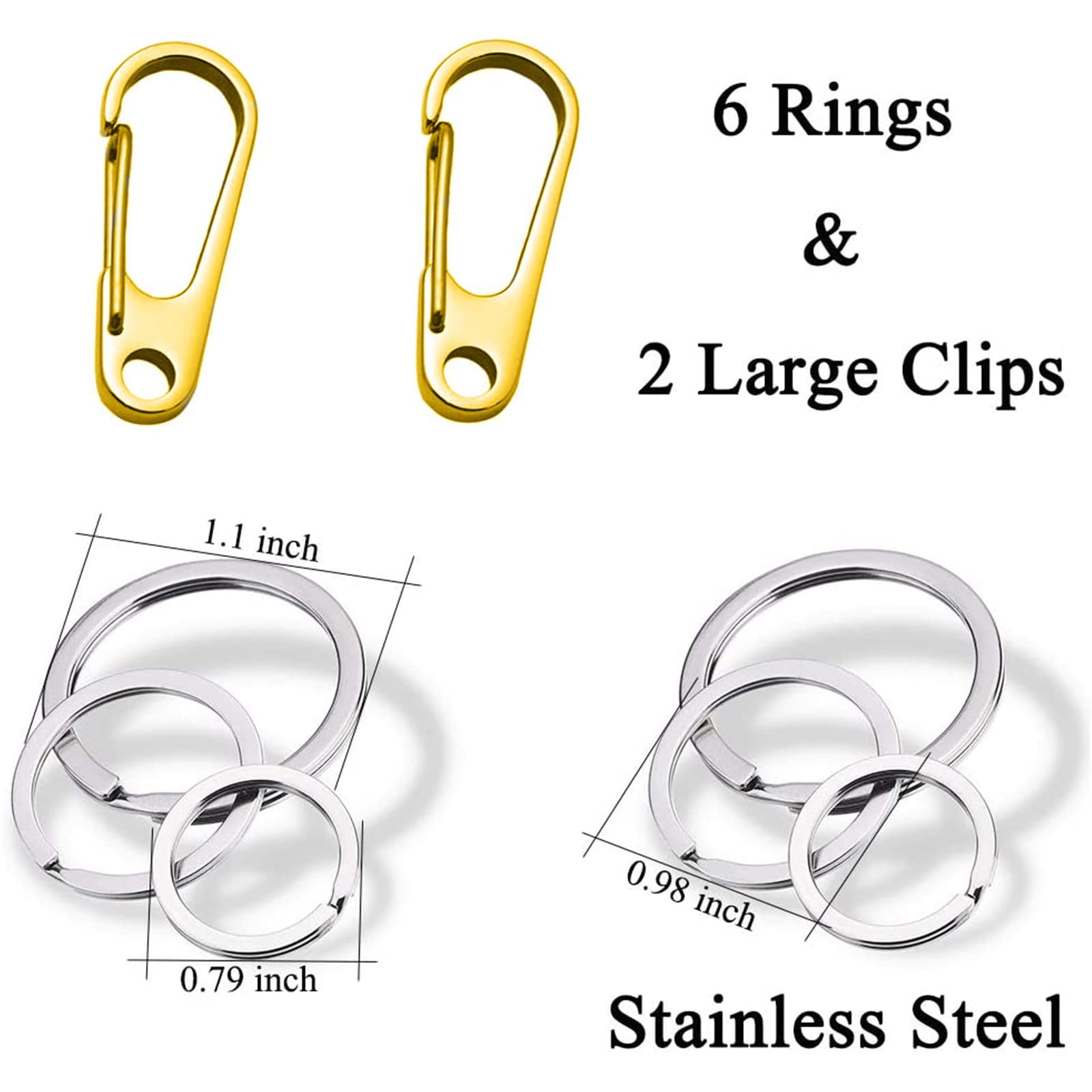 Dog Tag Clips / 2 Pack/Multiple Size 304 Stainless Steel Quick Clip with Ring…