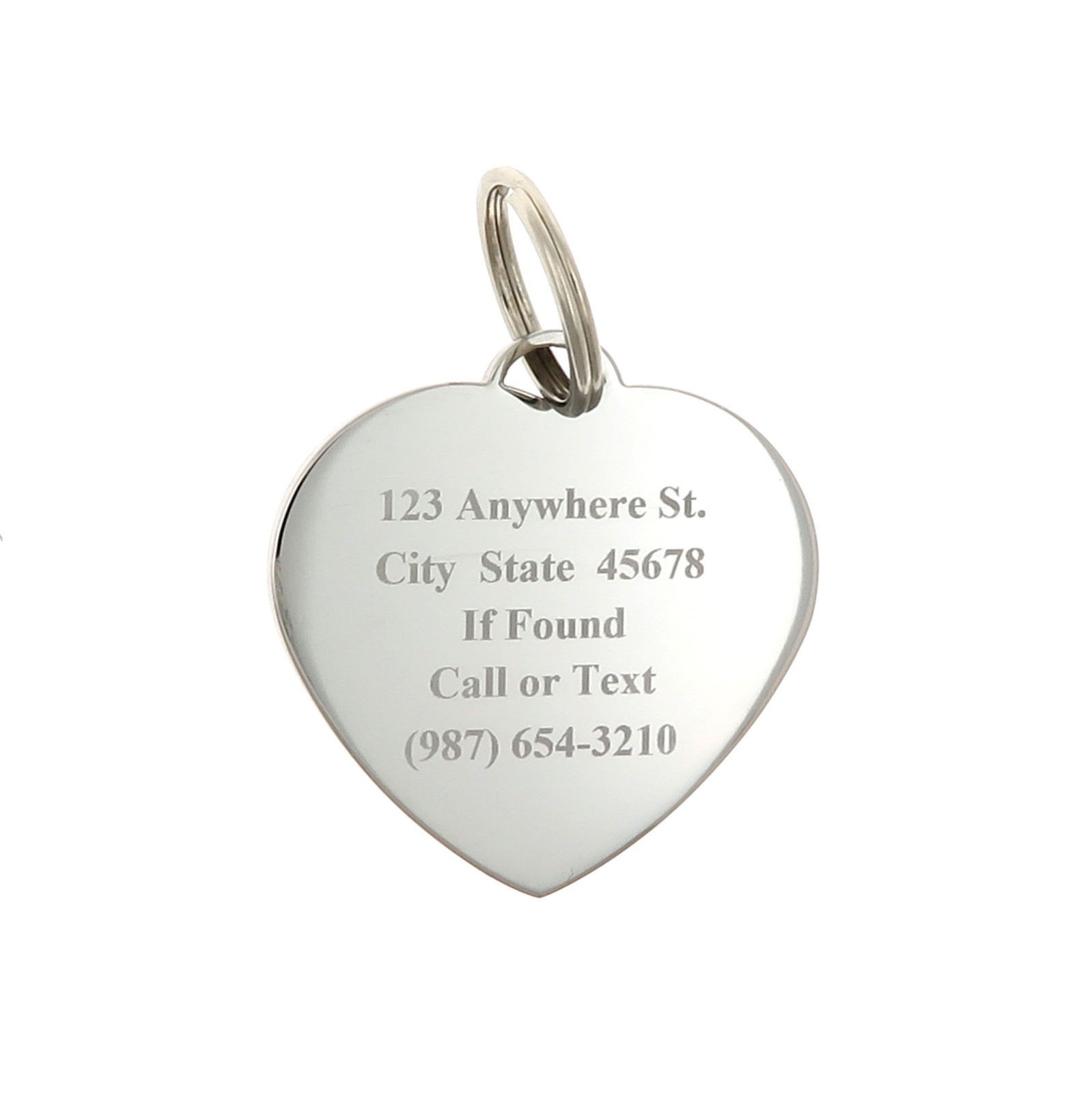 Custom Engraved Personalized Stainless Steel Heart Shape Dog Tag Pet ID Name