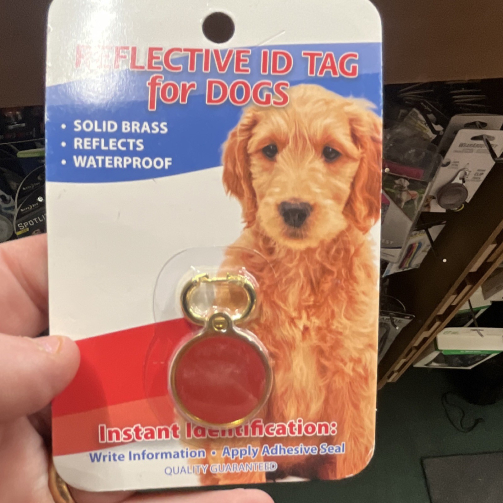Reflective Waterproof Dog ID Tag Red Durable Solid Brass Pet Accessory