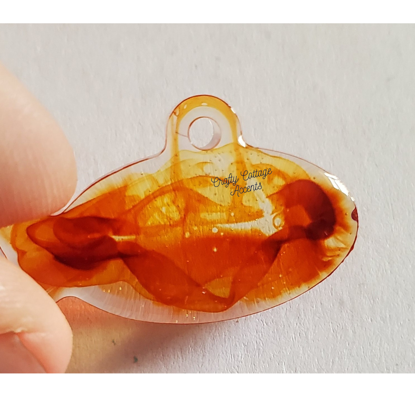 Handmade Resin Pet Cat Tag Collar Charm Orange Goldfish Accessory Gift