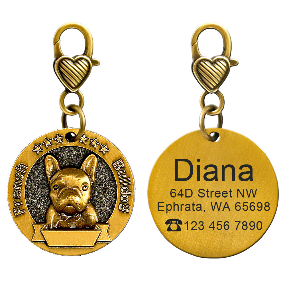 Personalized Dog 3D Tag Round Heavy Duty Custom Pet ID Name Collar Disc Engraved