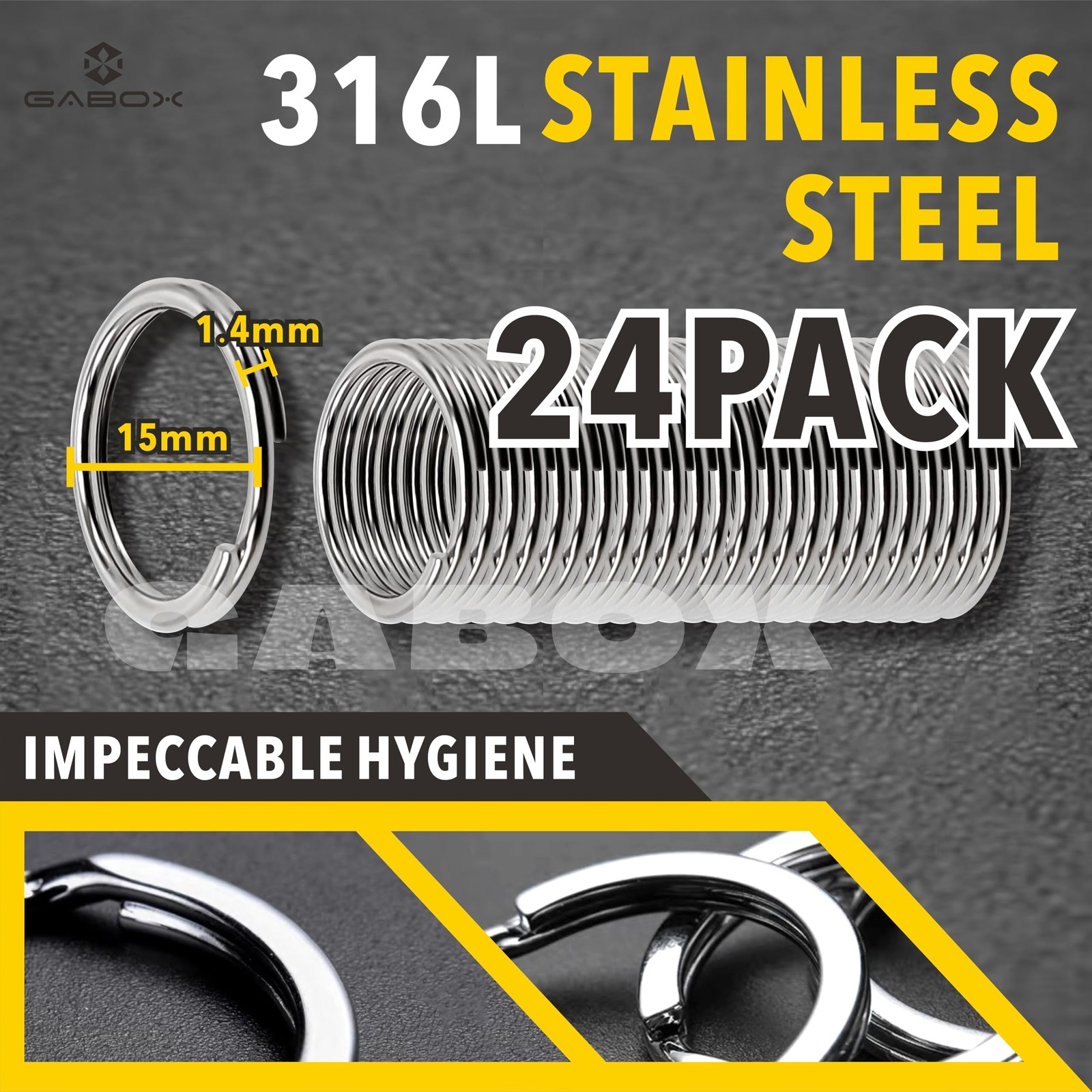24 Pcs Medical-Grade 316L Stainless Steel Key Rings, Ideal for Marine Enthusi…