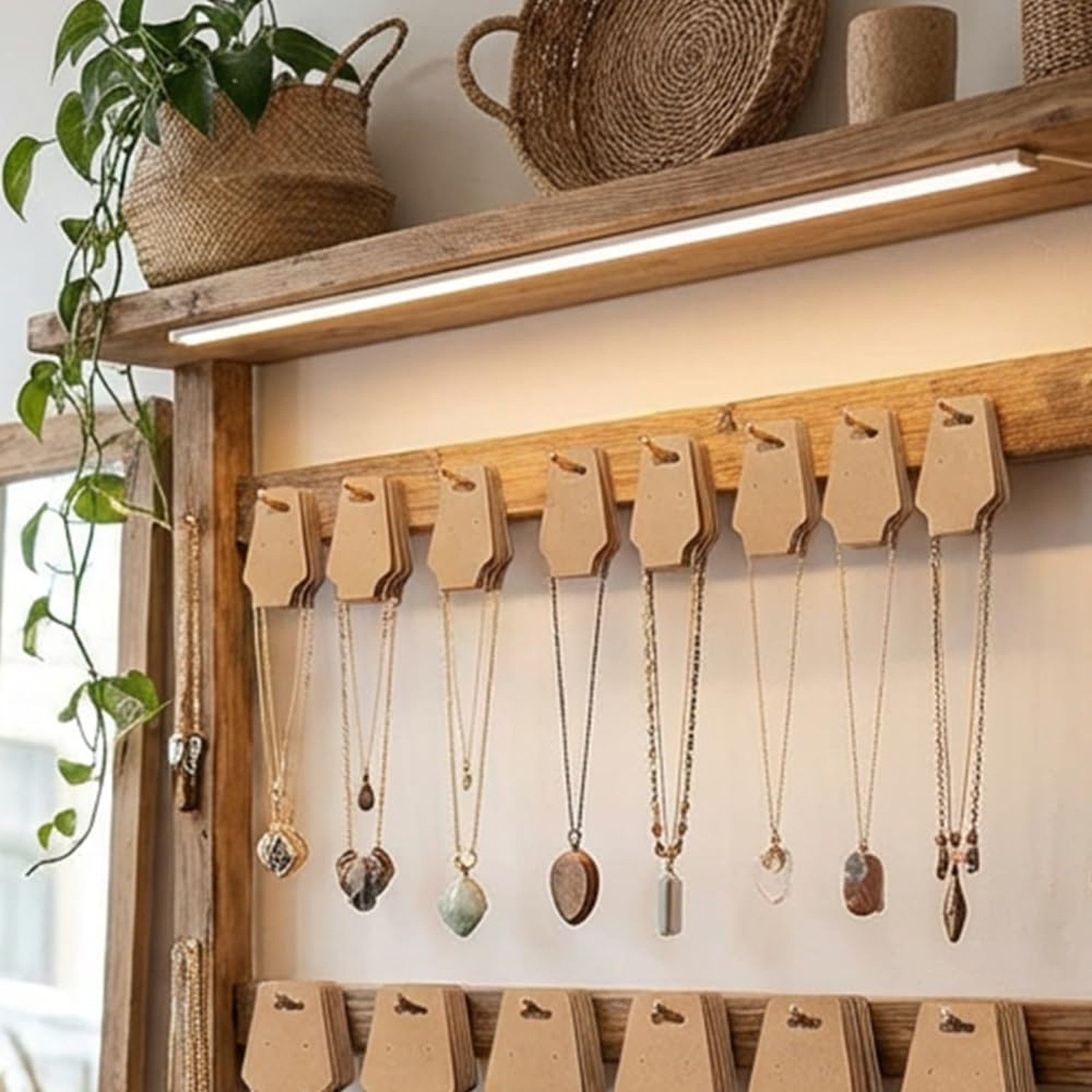 Jewelry Display Cards 200 Pcs Self Adhesive Kraft Paper Cards, Necklace Brace…