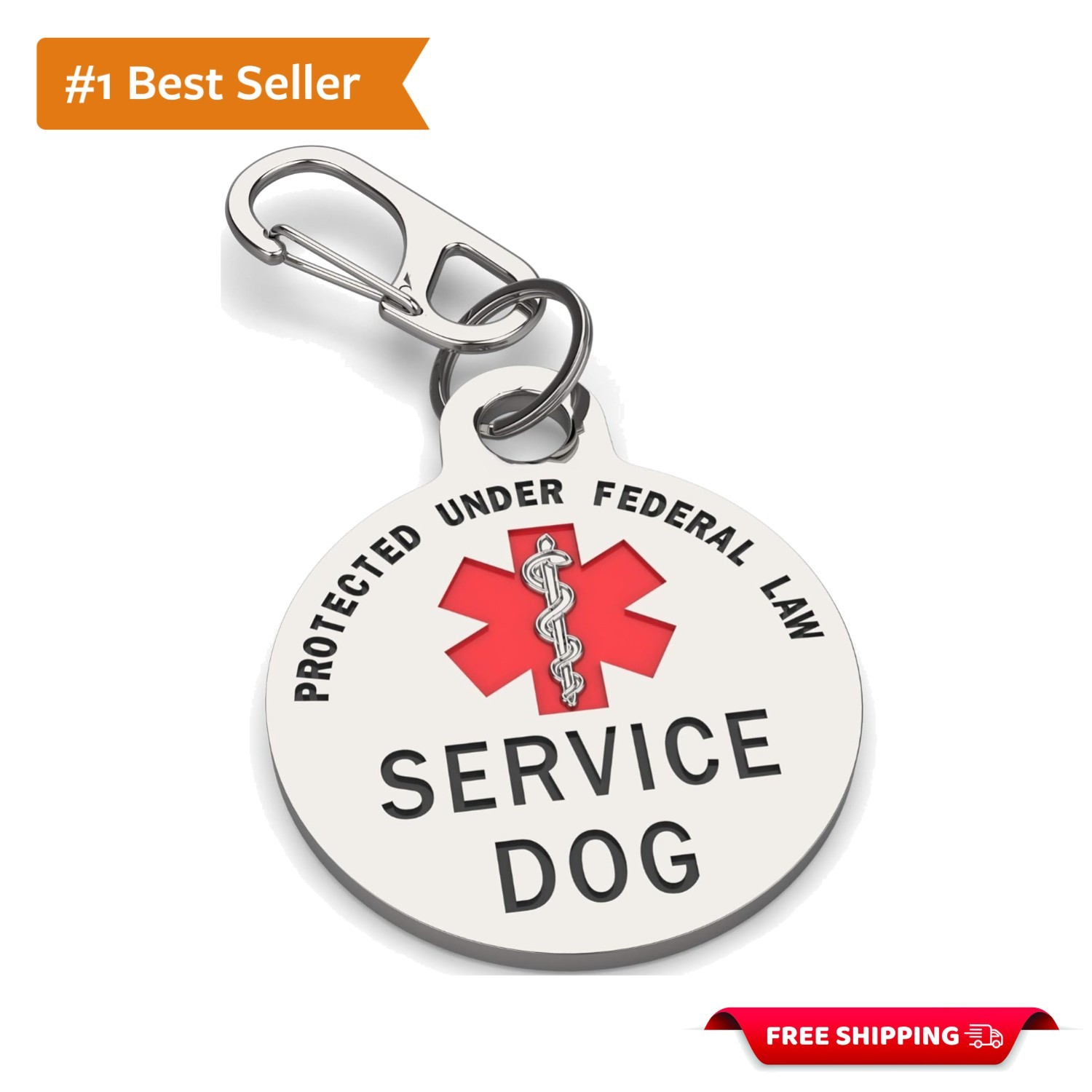 Double-Sided Service Dog ID Tag with Federal Protection & Medical Alert – 1.25”