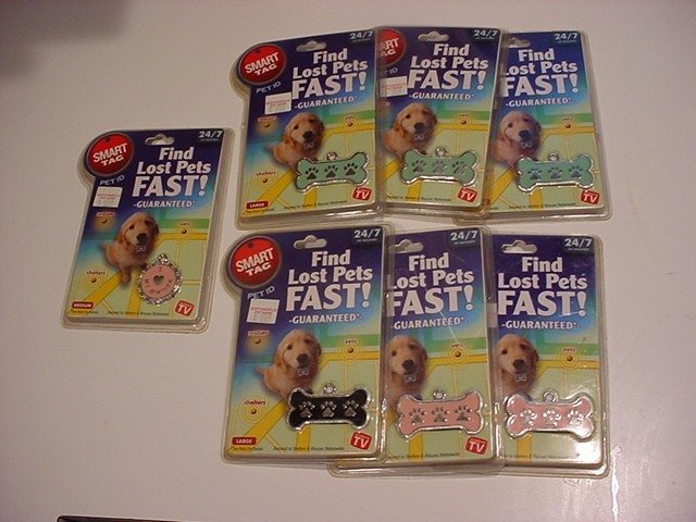 7 MISP SMART TAG PET ID for DOGS (6 small,1 Medium) “as seen on TV”