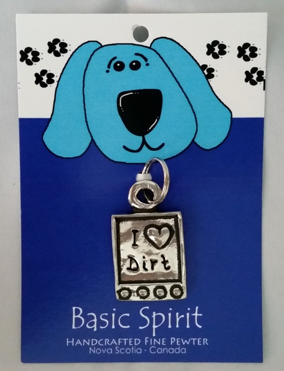 Handcrafted Pewter Dog Collar Tag ~ I (Heart) Dirt ~ by Basic Spirit