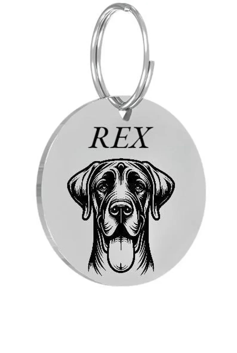 GREAT DANE Pet ID Tags Dog Tags Personalized Front & Back Engraving…