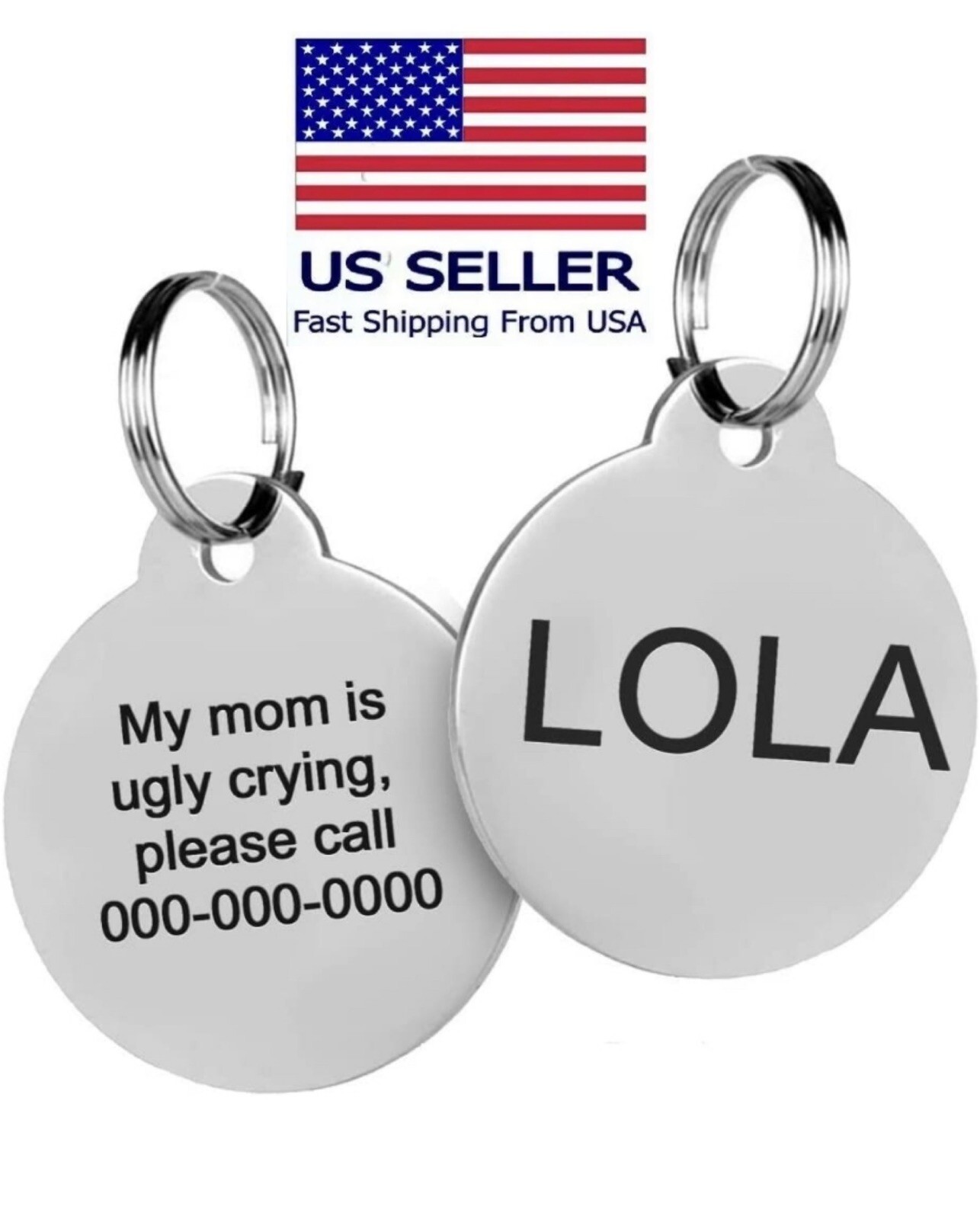 Custom Engraved Dog Tags Double Sided Pet Stainless Steel Circle Name Tags