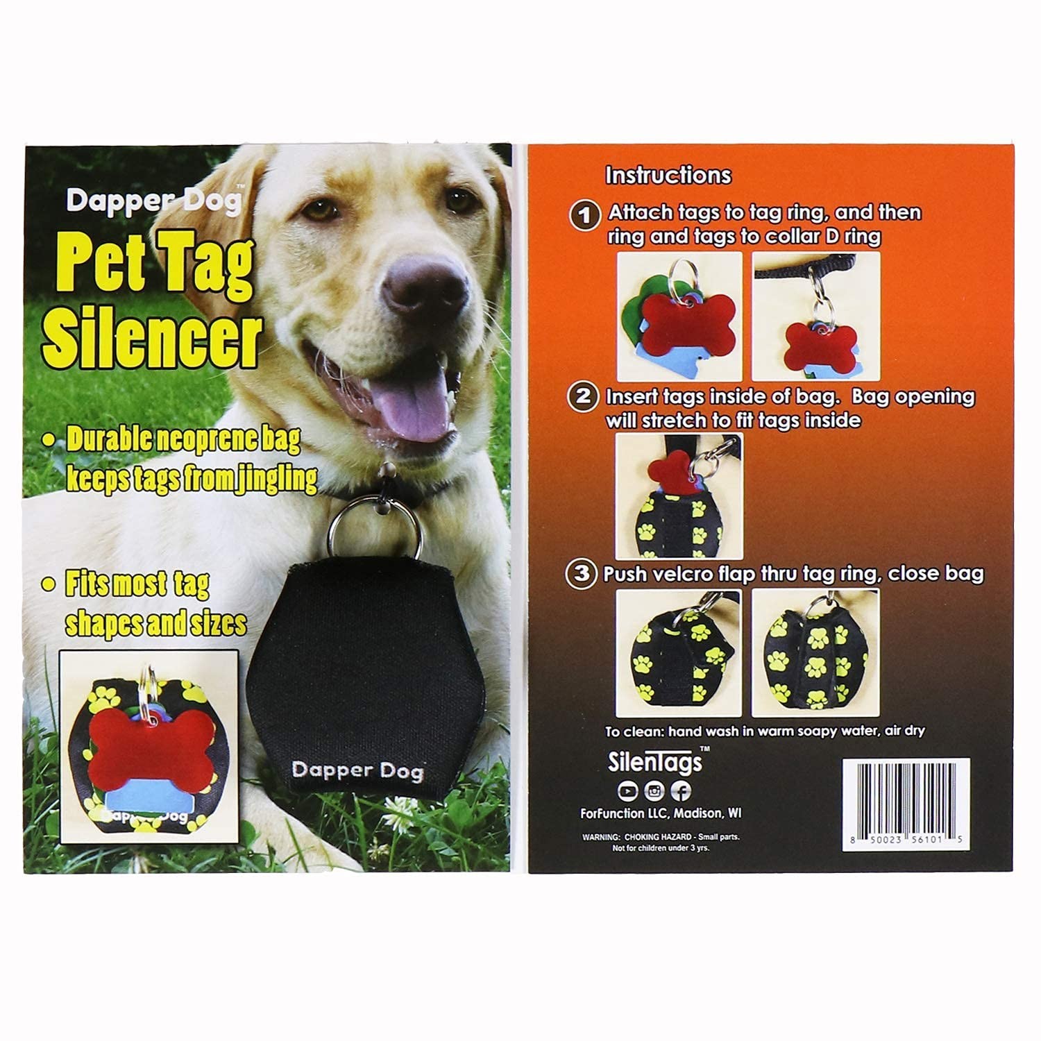 Dapper Dog – Dog Tag Silencer with Tag Ring (Black)