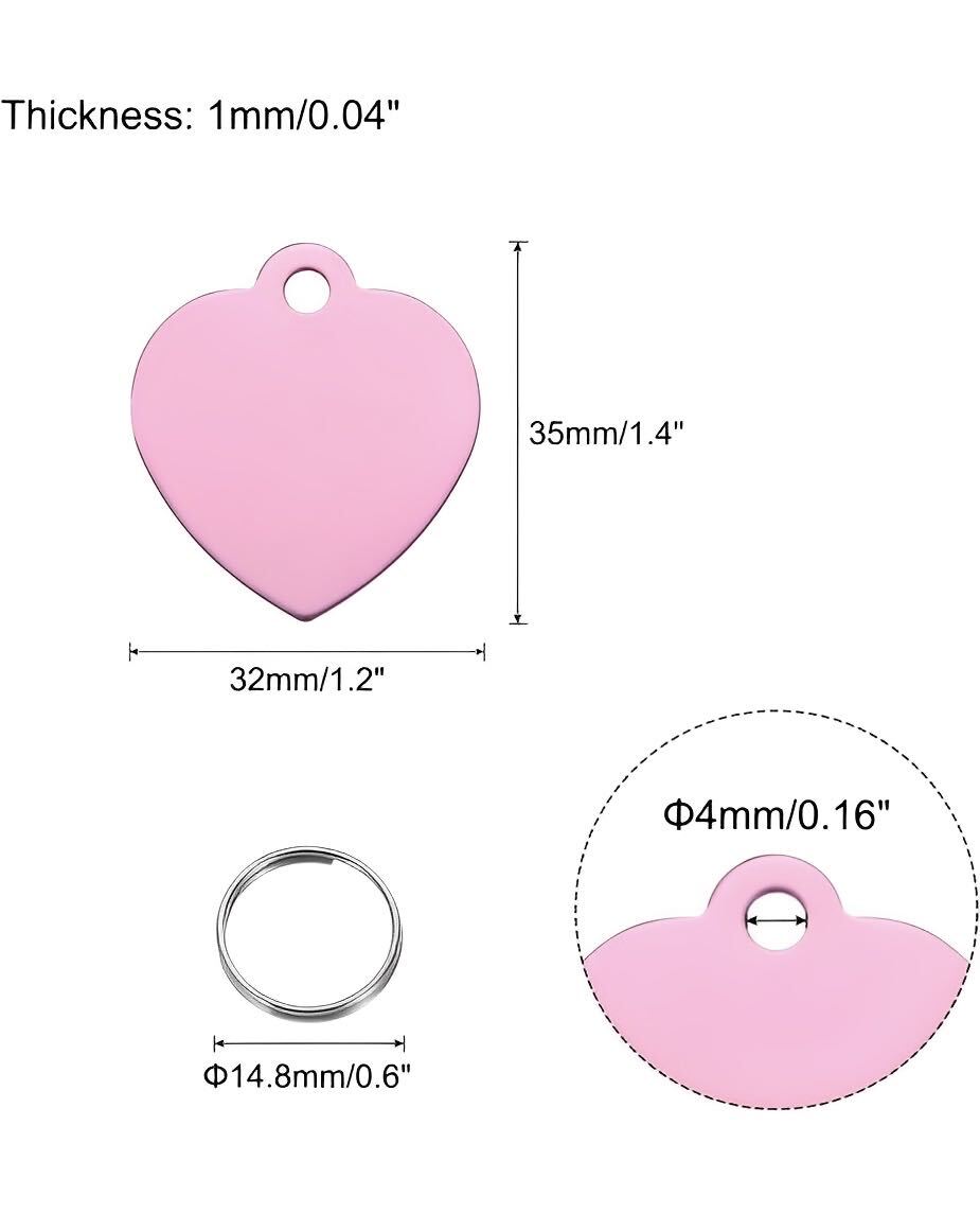 Customized Dogs CatsTags, Personalized Pet ID Name Tags, Aluminum Heart Tags