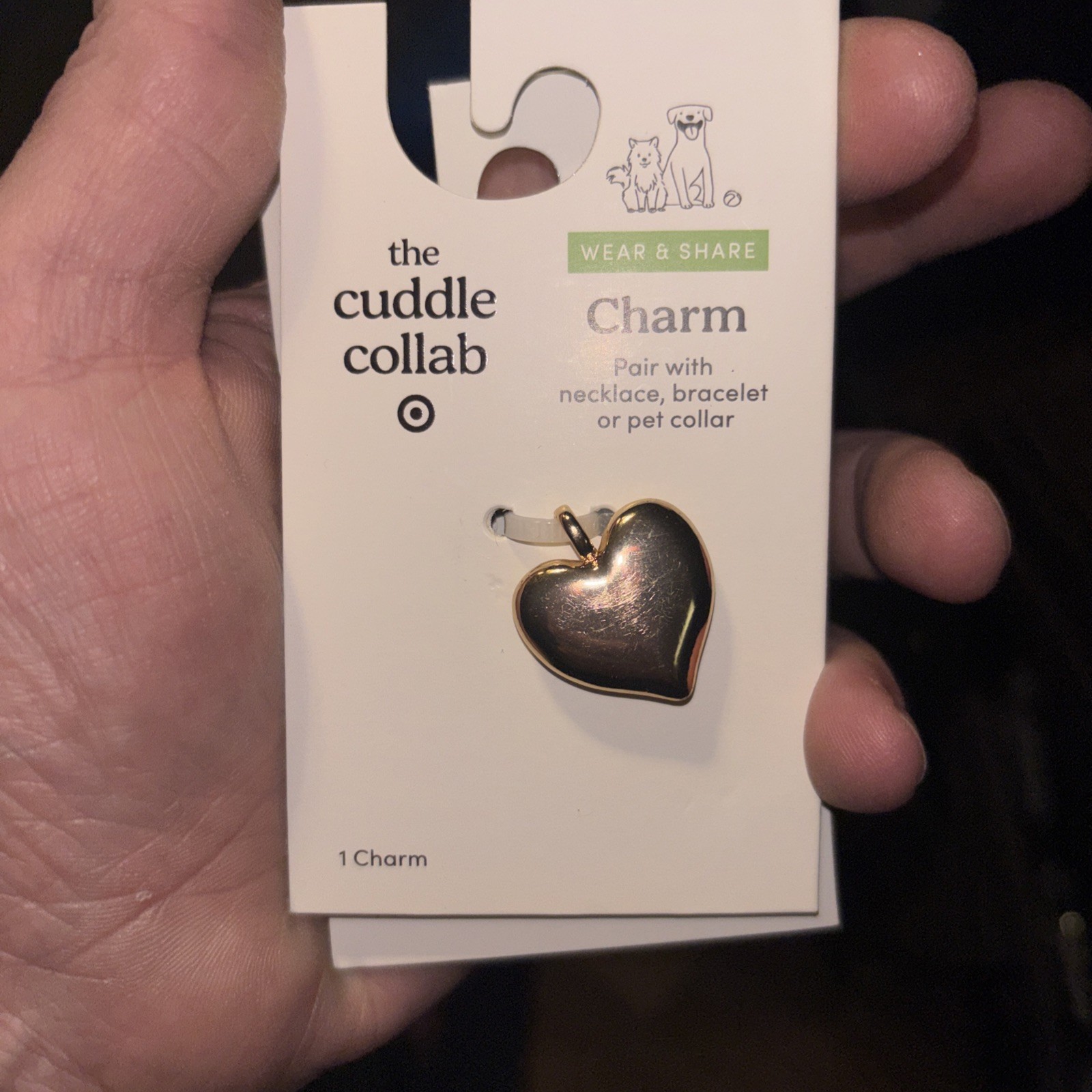 The Cuddle Collab Wear & Share Charm Gold Puff Heart Charm