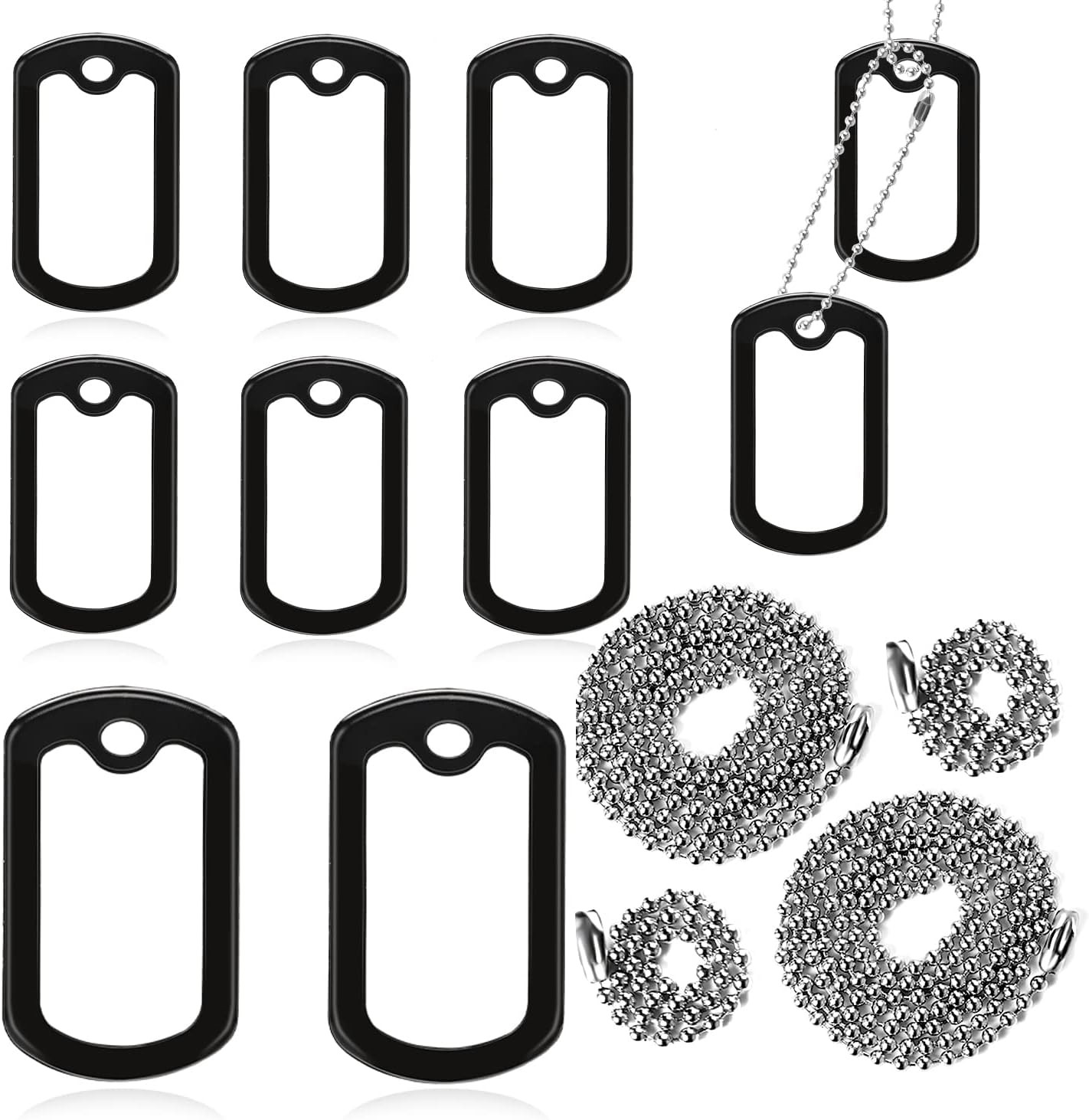 10 Pack Dog Tag Silencers Silicone Case with Chains Army ID Tag Noise Reducer