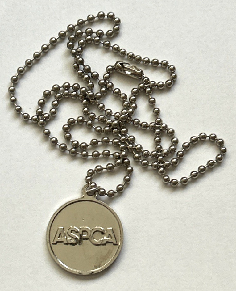ASPCA Paw Print Rescued Dog Cat Pet Tag Medal Charm Pendant Necklace 23”
