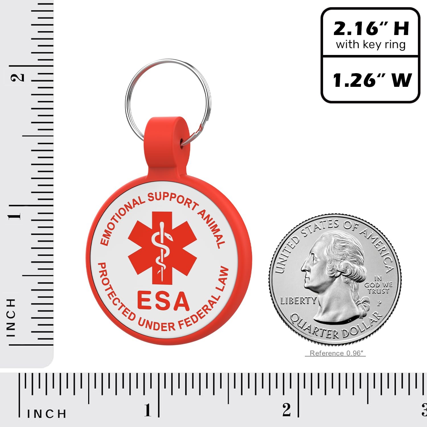 ESA Dog Tag Red Regular QR Code Modifiable Pet Profile Scannable ID Silicone