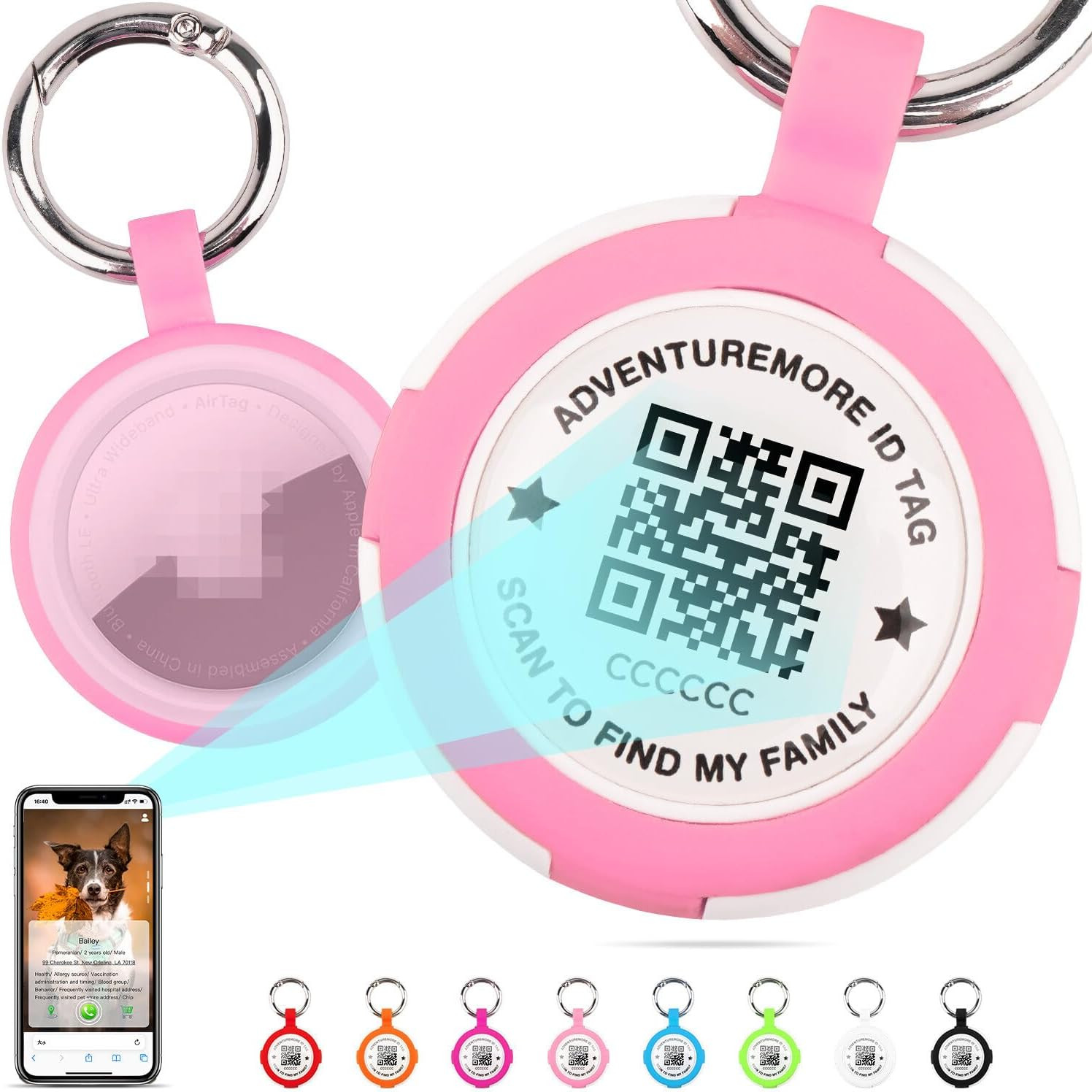Tags Holder with QR Code Dog Tag, Tags Case with Anti-Lost O-Ring, Waterproof Du