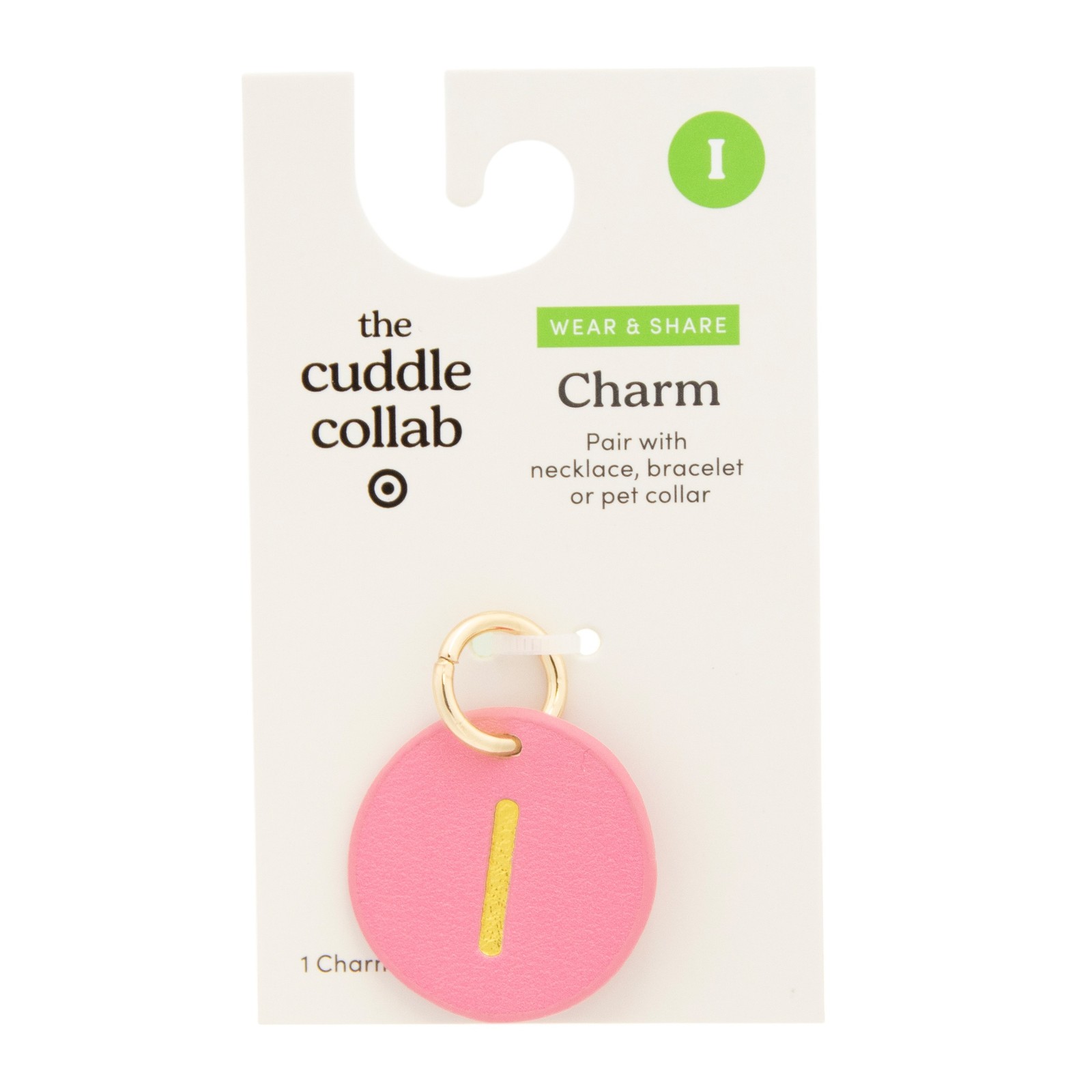 The Cuddle Collab Wear & Share Charm Faux Leather “I” Monogram in Pink