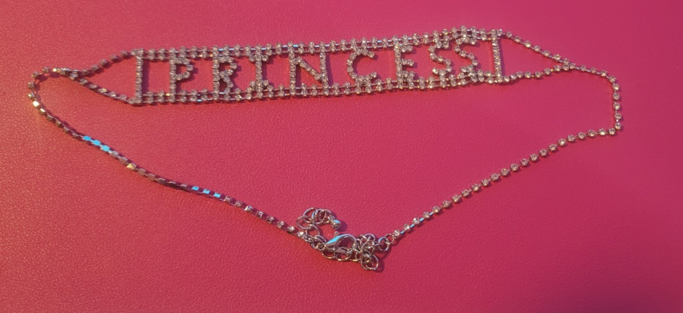 PAWSITIVELY FUN PET JEWELRY SIZE LARGE “PRINCESS” RHINESTONE NECKLACE DOG