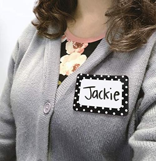 Black Polka Dots Name Tags (TCR5538)